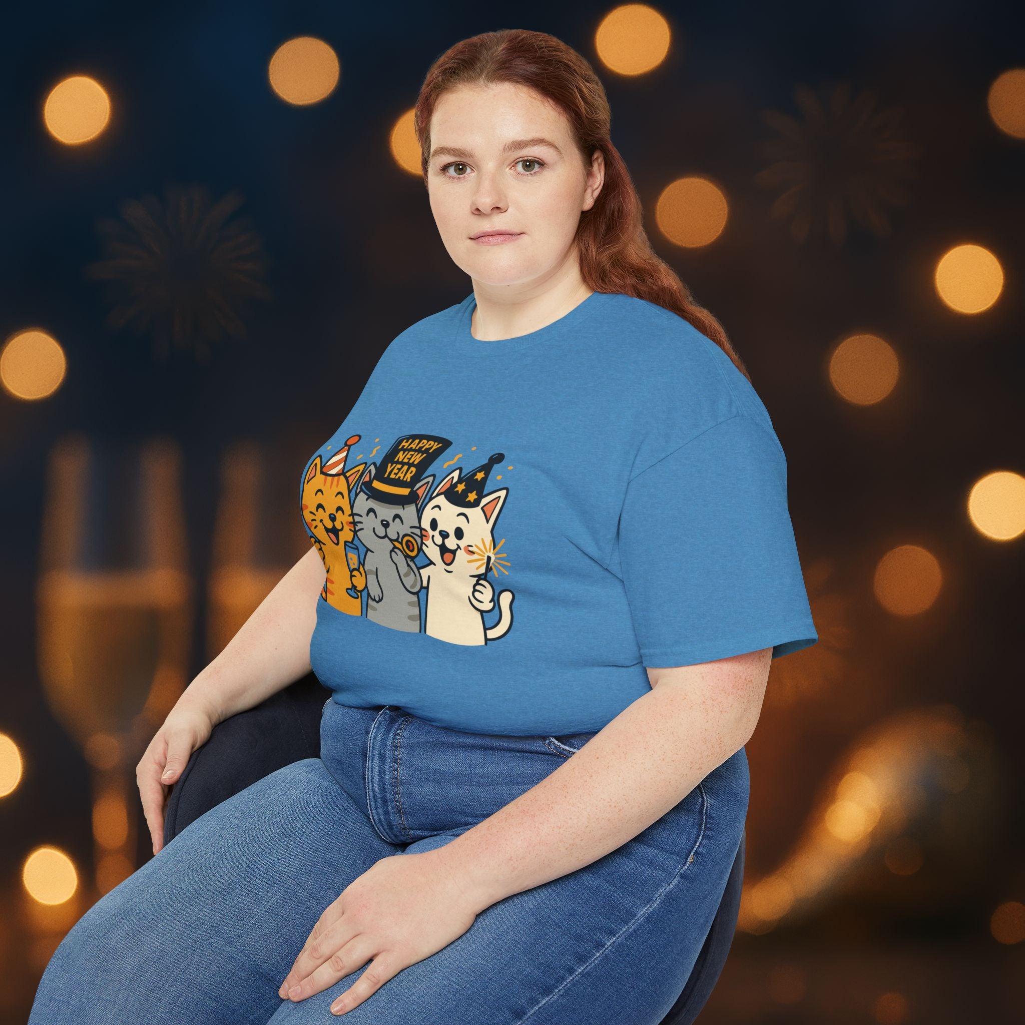 Happy New Year Cats T-Shirt – Cute Party Cats Tee | New Year’s Eve Cat Lover Shirt