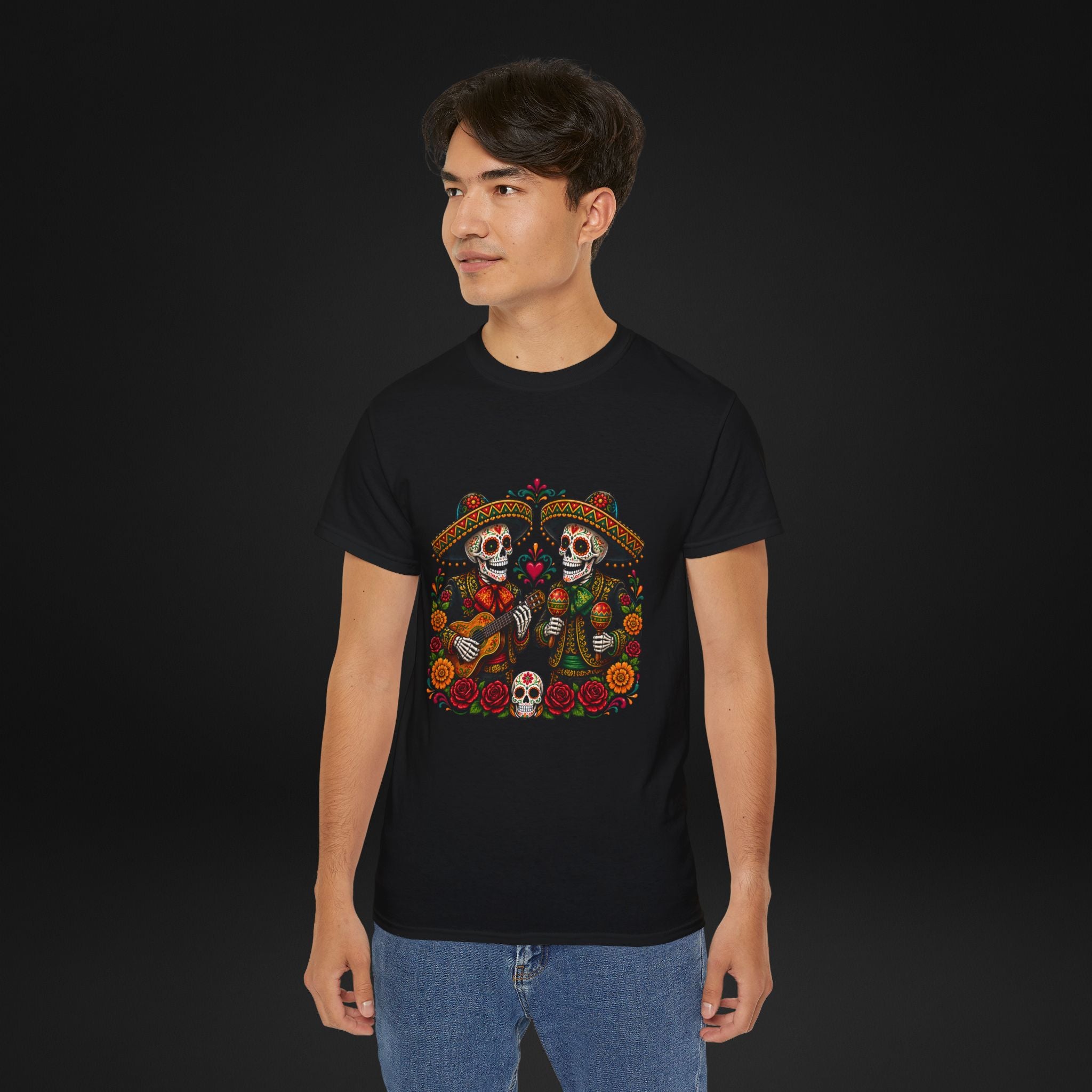 Cinco De Mayo Sugar Skull Mariachi T-Shirt | Dia de los Muertos Inspired Fiesta Tee