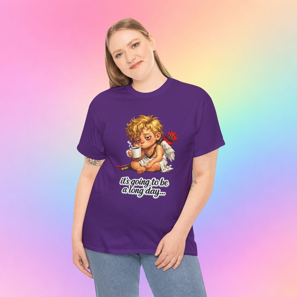It’s Going to Be a Long Day Cupid Valentine’s Day T-Shirt – Funny Coffee Angel Tee