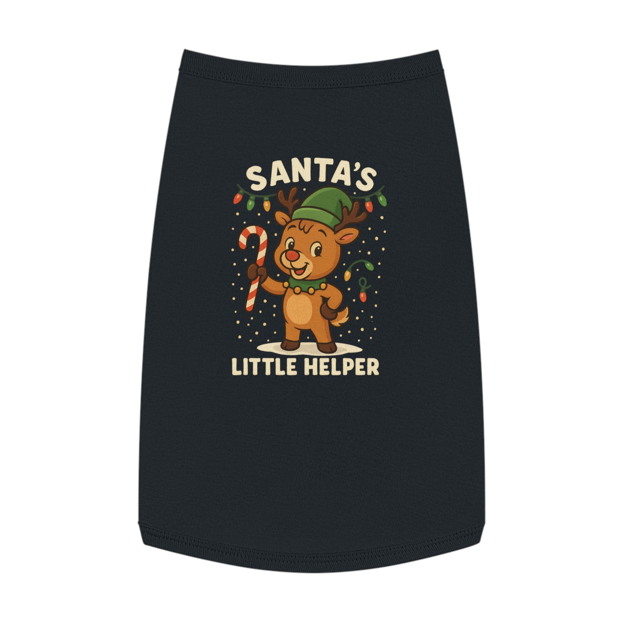 Santa’s Little Helper Dog Christmas Shirt – Cute Reindeer Holiday Pet Tank Top