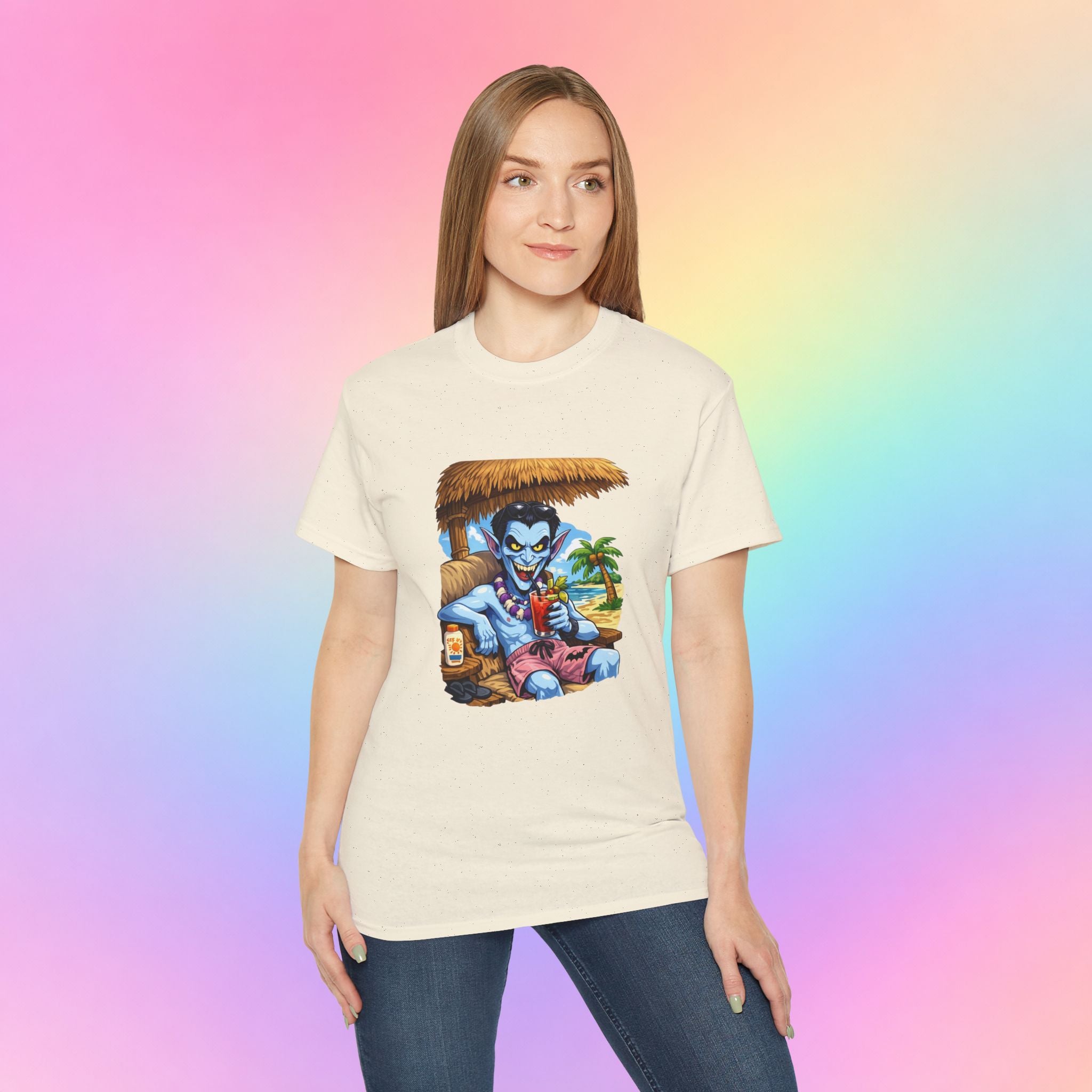 Summerween Vampire Beach Vacation T-Shirt | Spooky Summer Halloween Tee