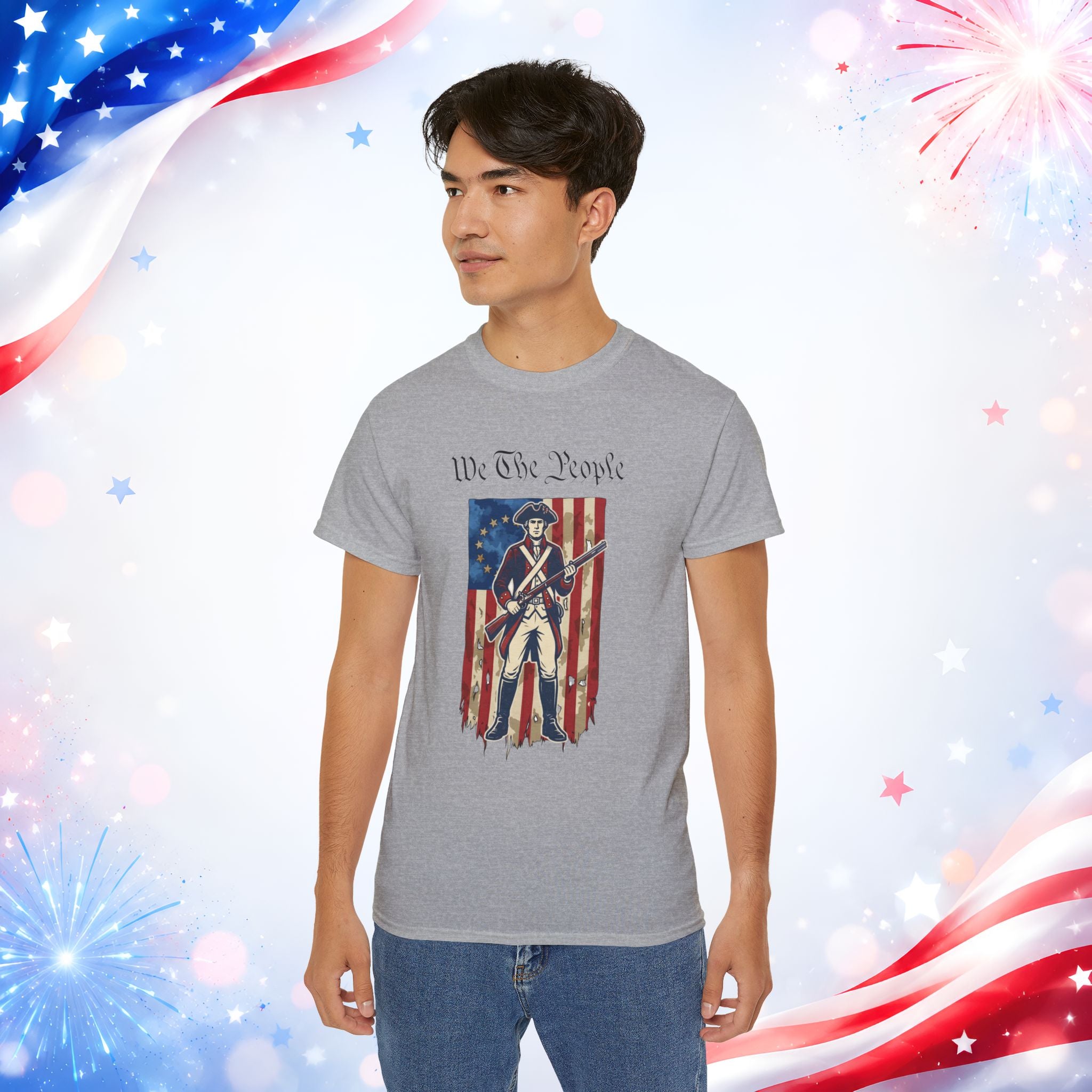 Revolutionary Soldier 4th of July T-Shirt | Vintage American Flag Patriotic Tee