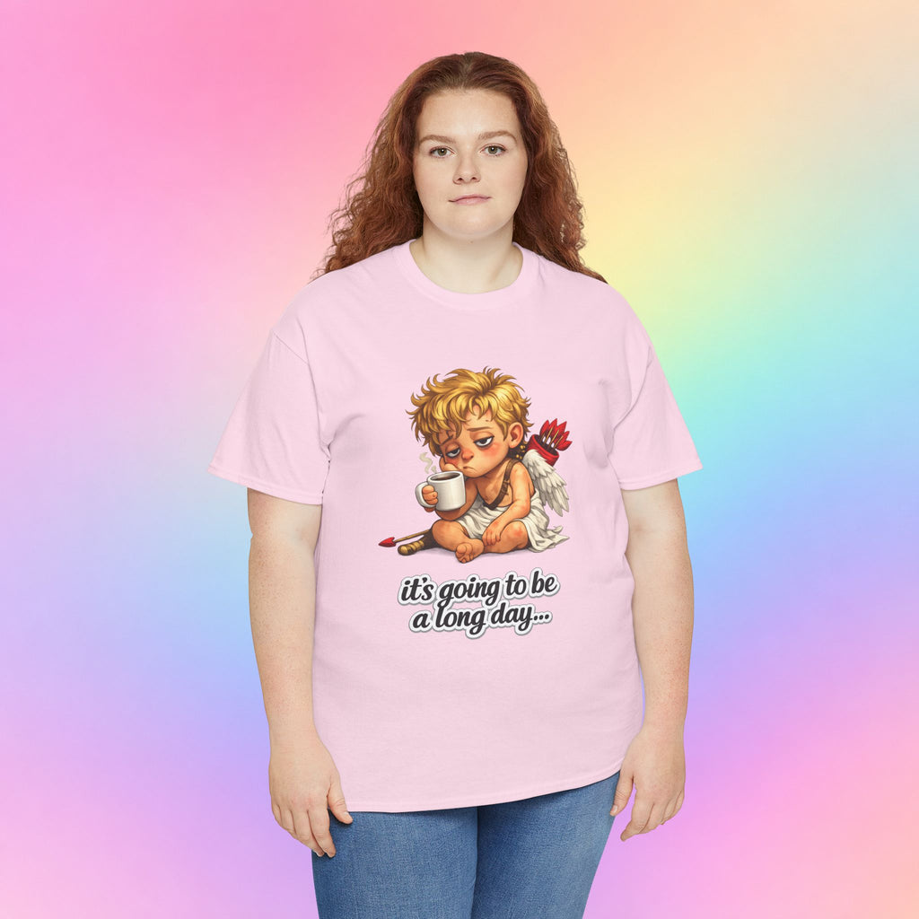 It’s Going to Be a Long Day Cupid Valentine’s Day T-Shirt – Funny Coffee Angel Tee