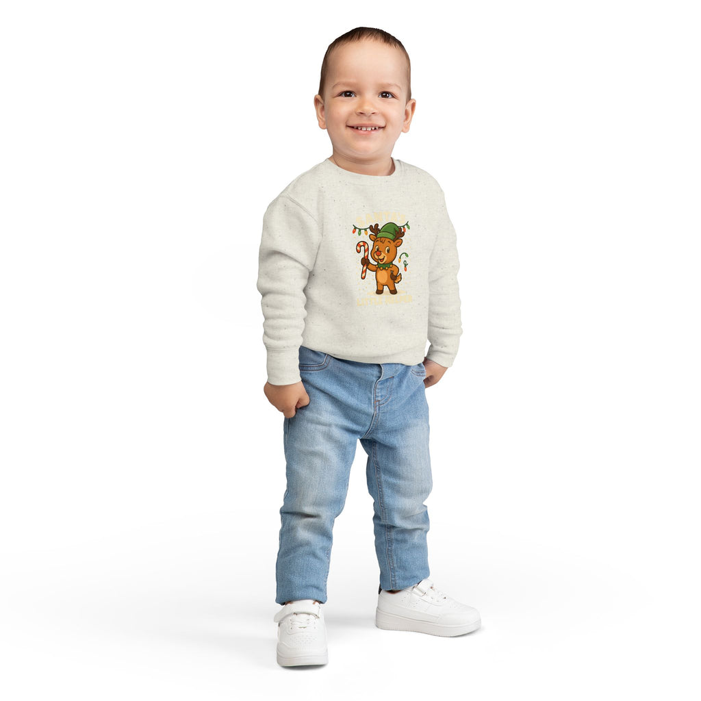 Santa’s Little Helper Toddler Christmas Sweatshirt – Cute Reindeer Holiday Pullover