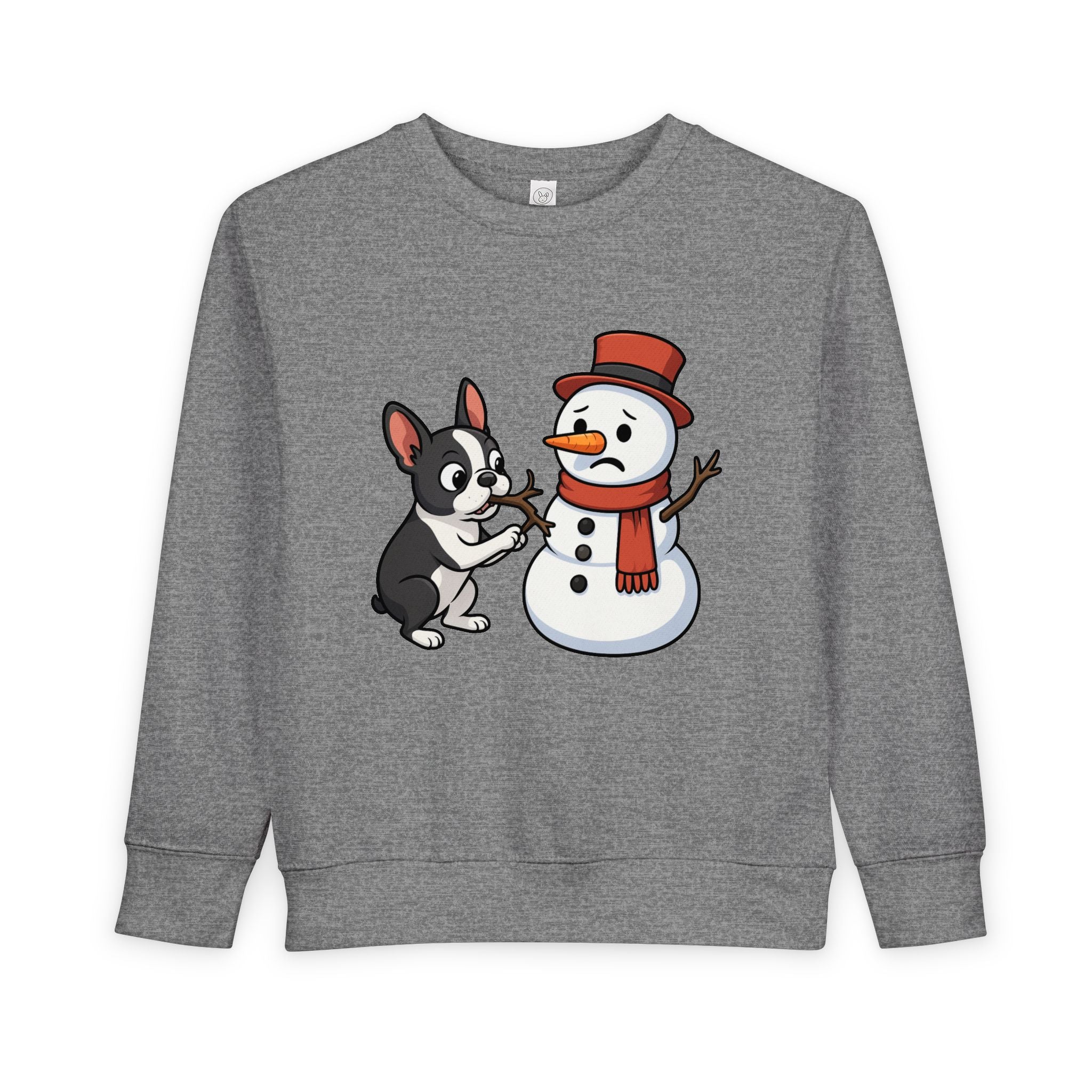 Boston Terrier & Snowman Christmas Toddler Sweatshirt
