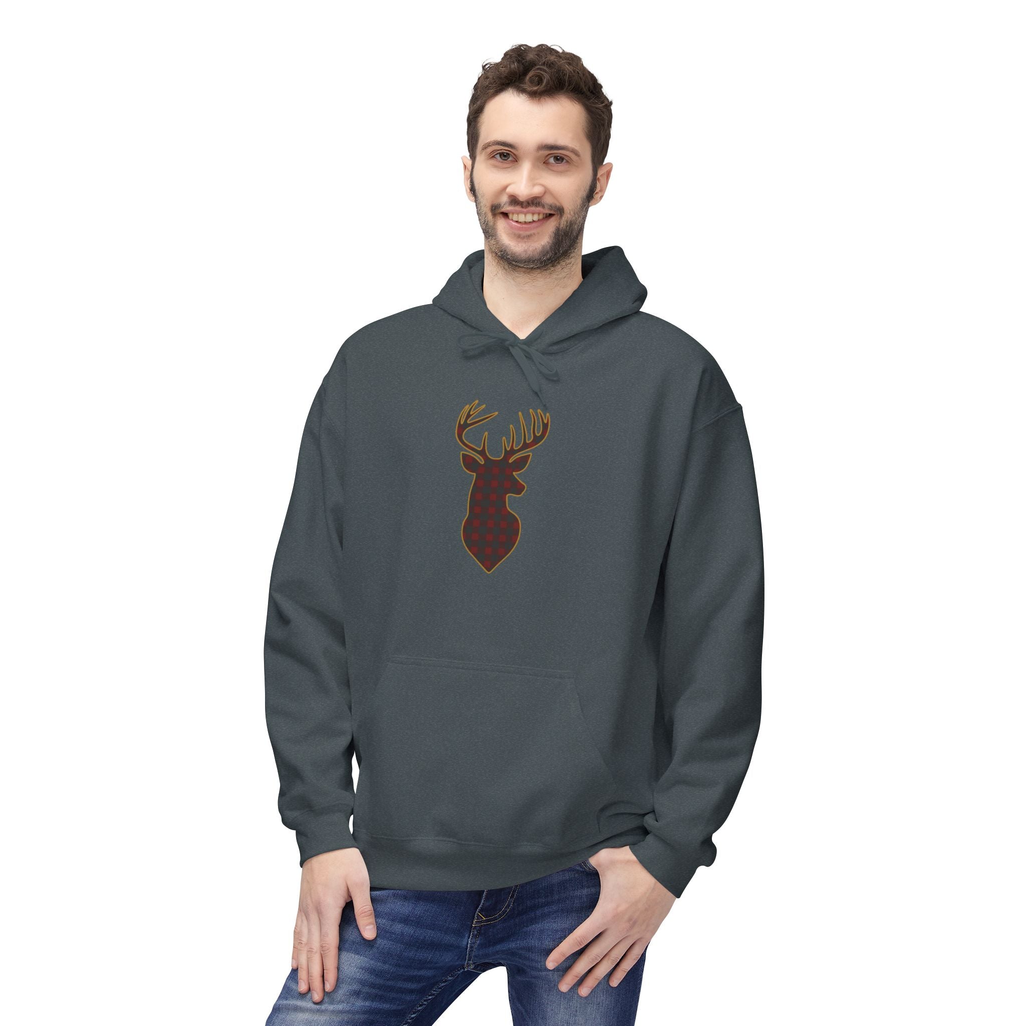 Buffalo Plaid Deer Silhouette Christmas Hoodie