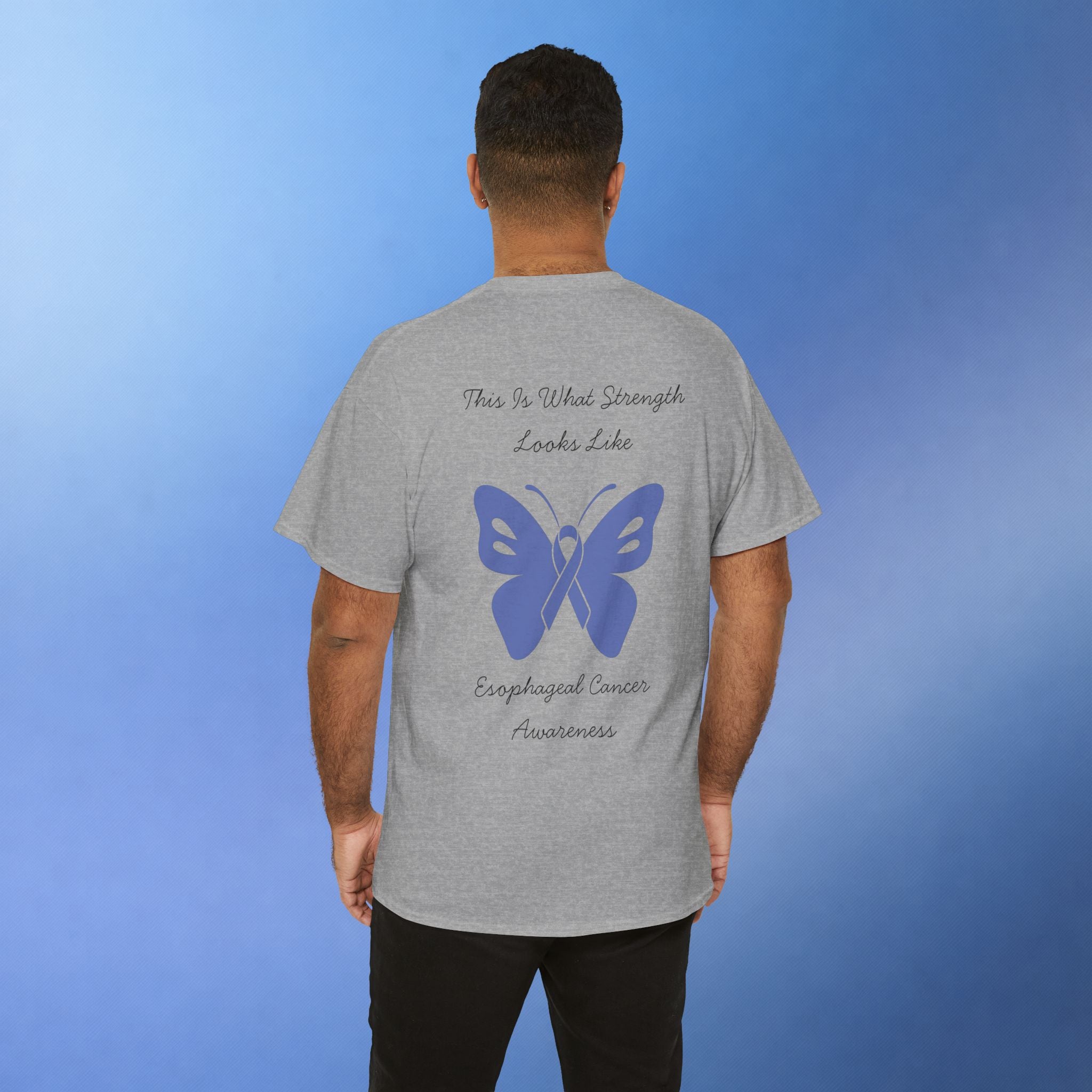 Esophageal Cancer Awareness T-Shirt | This Is What Strength Looks Like Butterfly Ribbon Tee