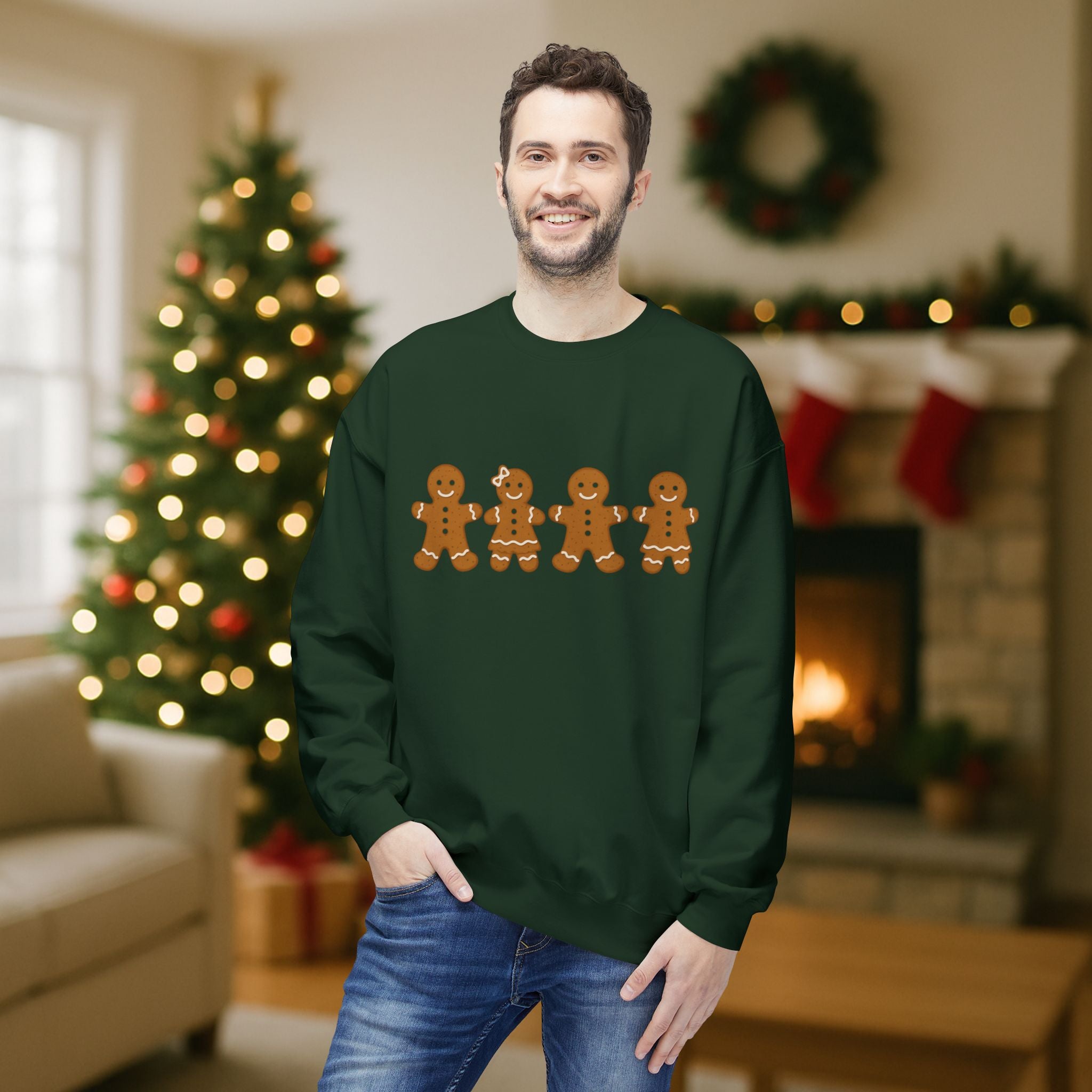 Gingerbread Family Christmas Sweatshirt – Cute Holiday Cookie Crewneck | Festive Matching Family Christmas Sweater