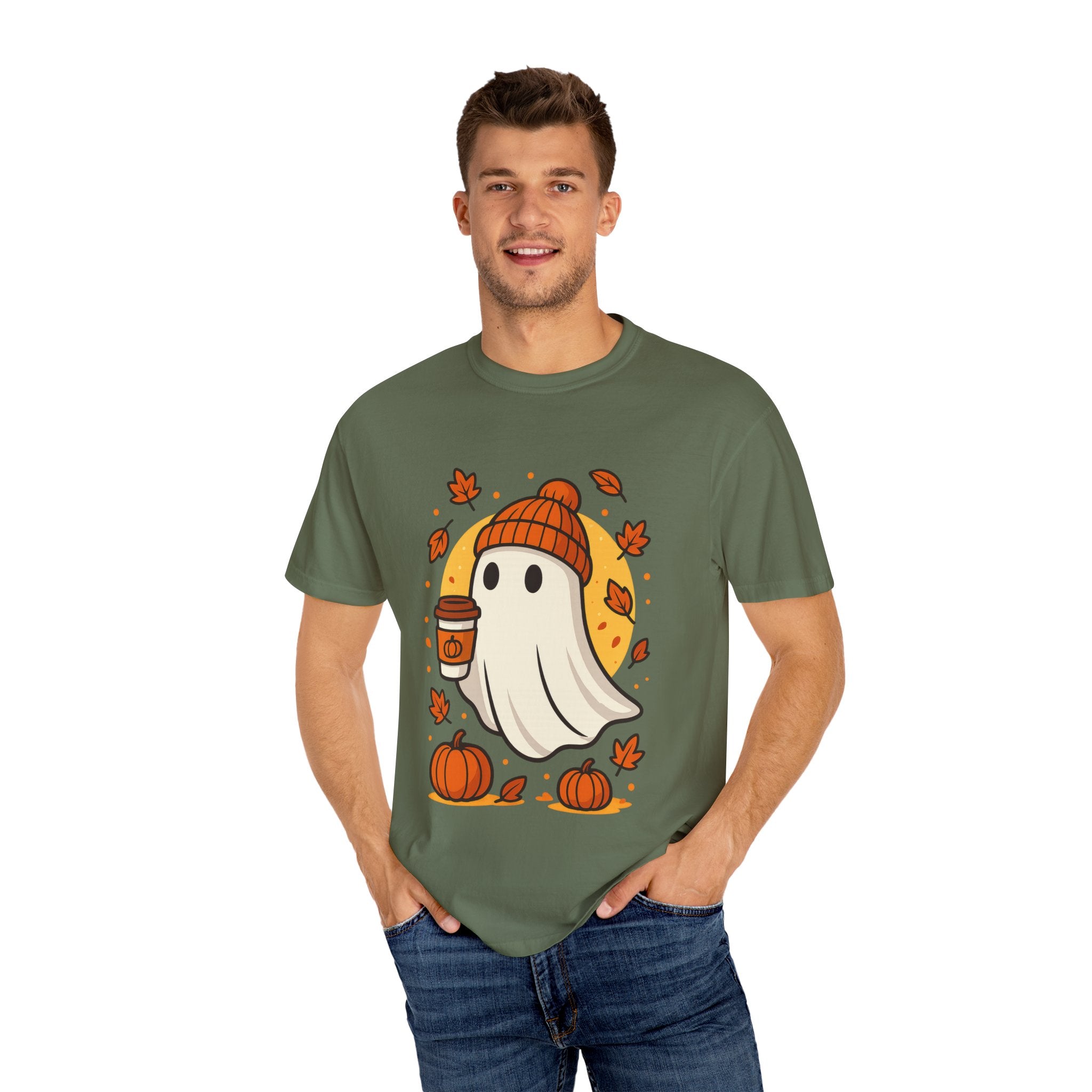 Cozy Ghost Pumpkin Spice Latte Fall T-Shirt