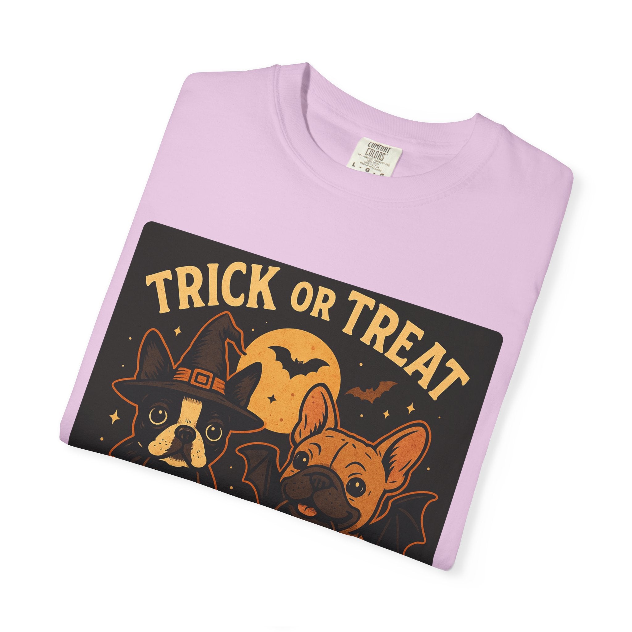 Trick or Treat Boston Terrier & Frenchie Halloween Shirt (Adult Unisex)
