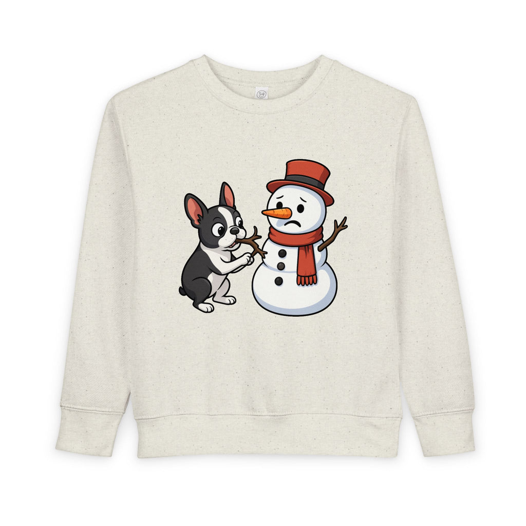 Boston Terrier & Snowman Christmas Toddler Sweatshirt