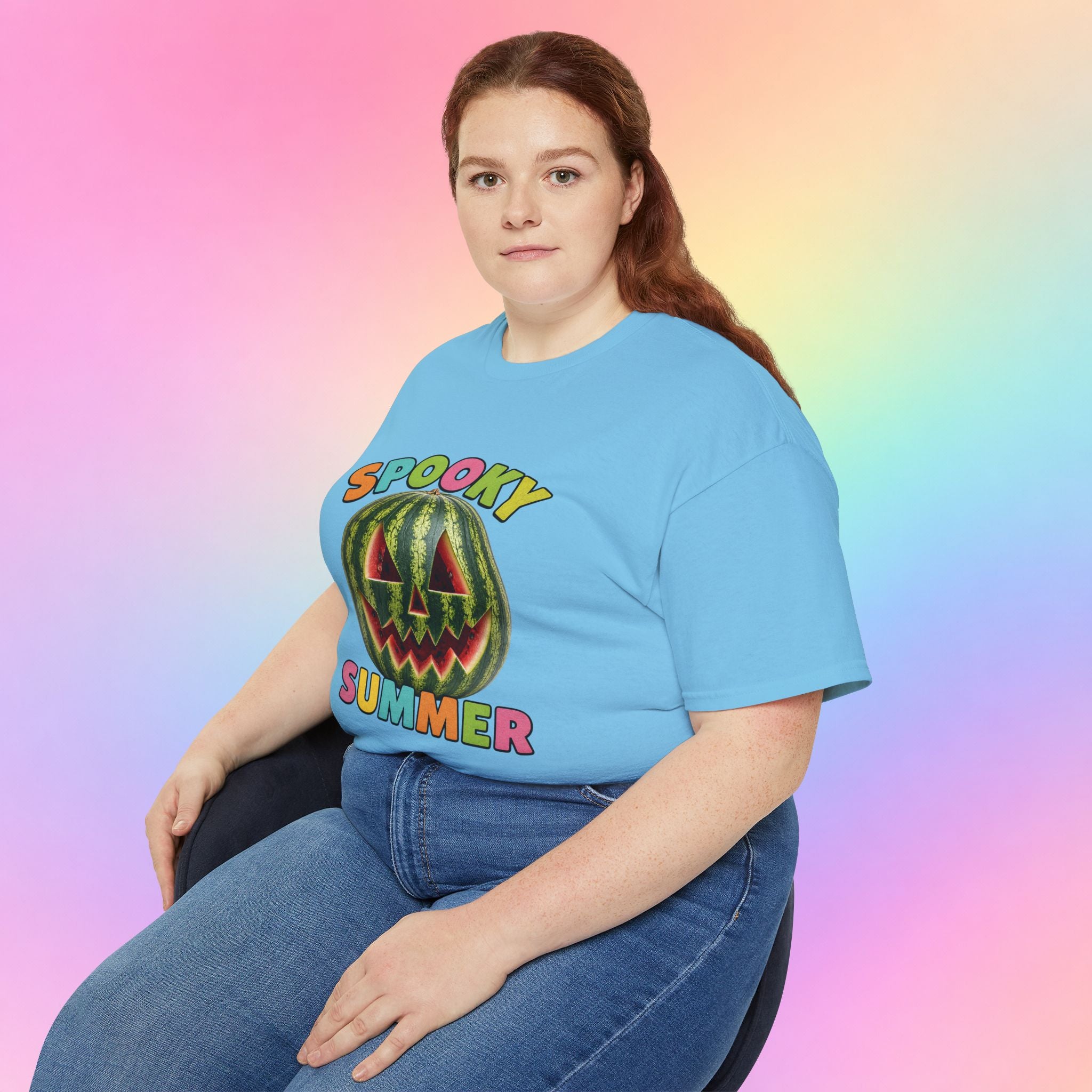Spooky Summer Watermelon Jack-O’-Lantern T-Shirt | Summerween Halloween Shirt