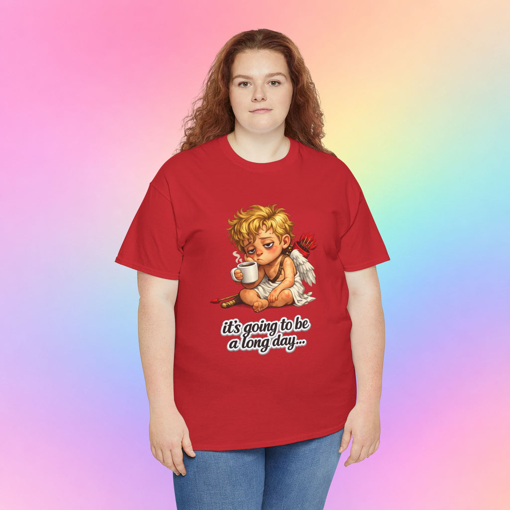 It’s Going to Be a Long Day Cupid Valentine’s Day T-Shirt – Funny Coffee Angel Tee
