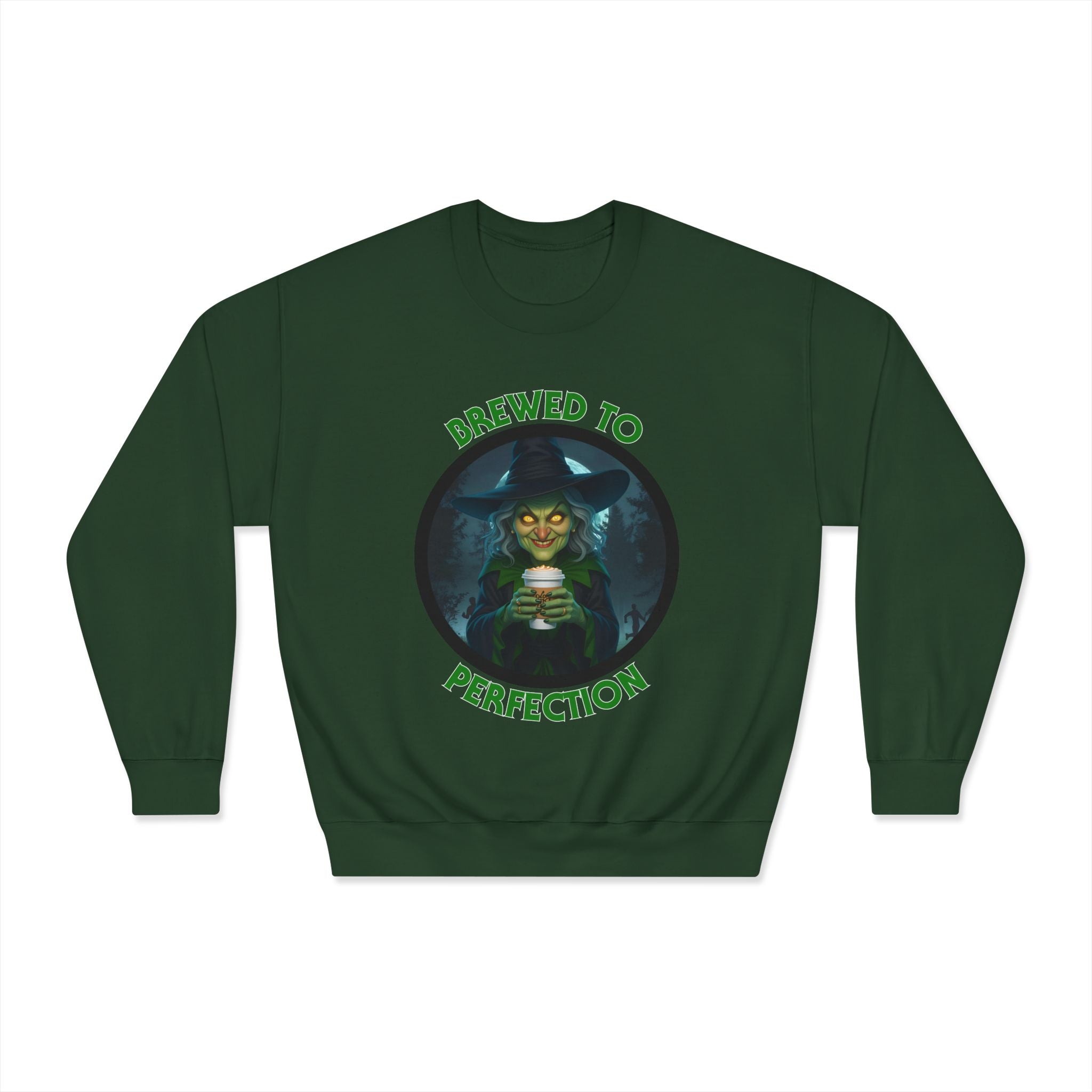 Brewed to Perfection Halloween Witch Coffee Sweatshirt (Unisex)