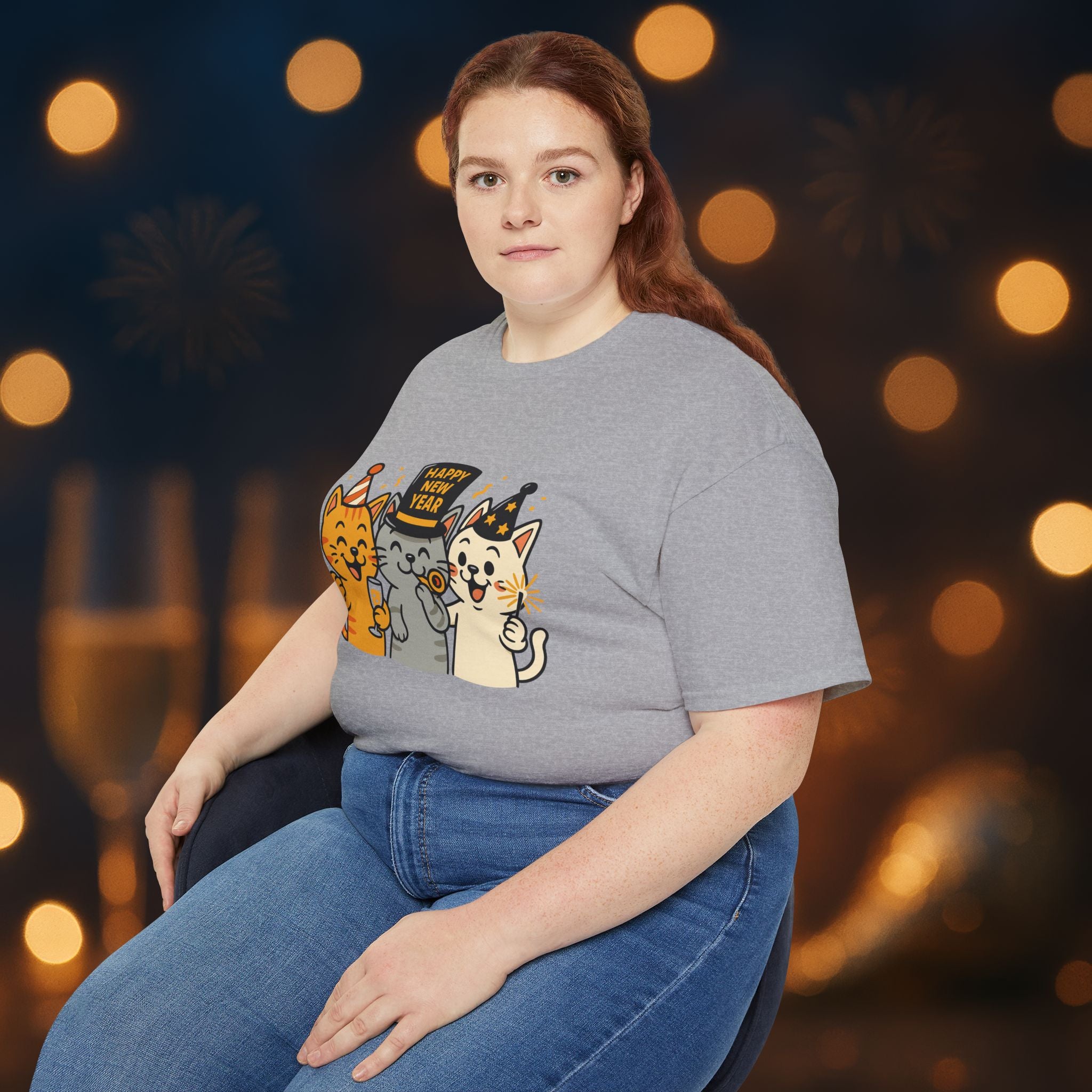 Happy New Year Cats T-Shirt – Cute Party Cats Tee | New Year’s Eve Cat Lover Shirt