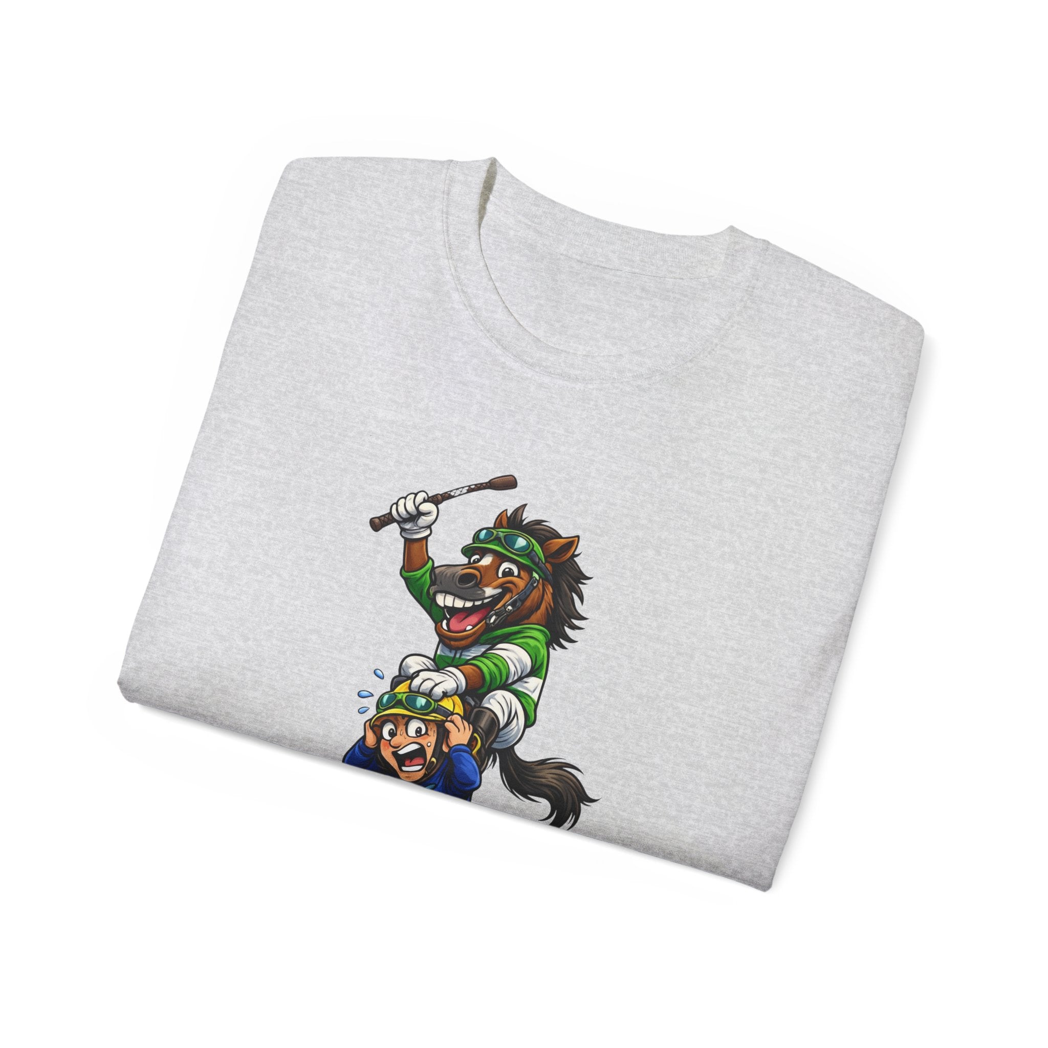 Funny Derby Horse & Jockey T-Shirt | Playful Horse Racing Graphic Tee