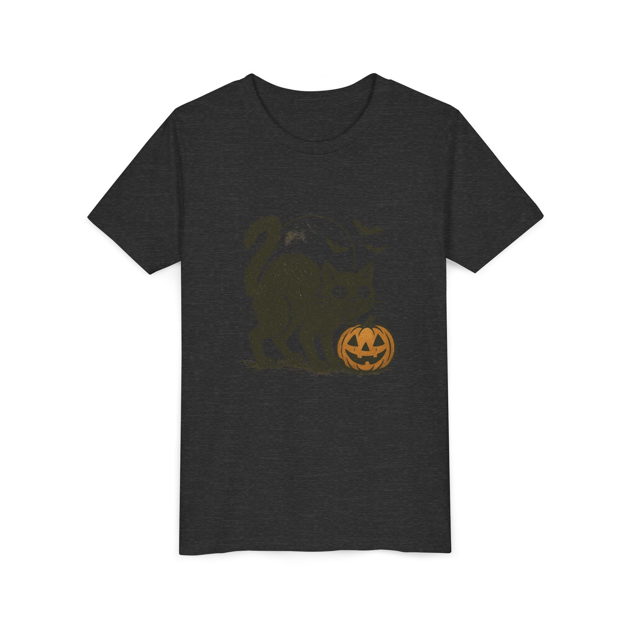 Spooky Black Cat & Jack-O’-Lantern Kids Halloween T-Shirt