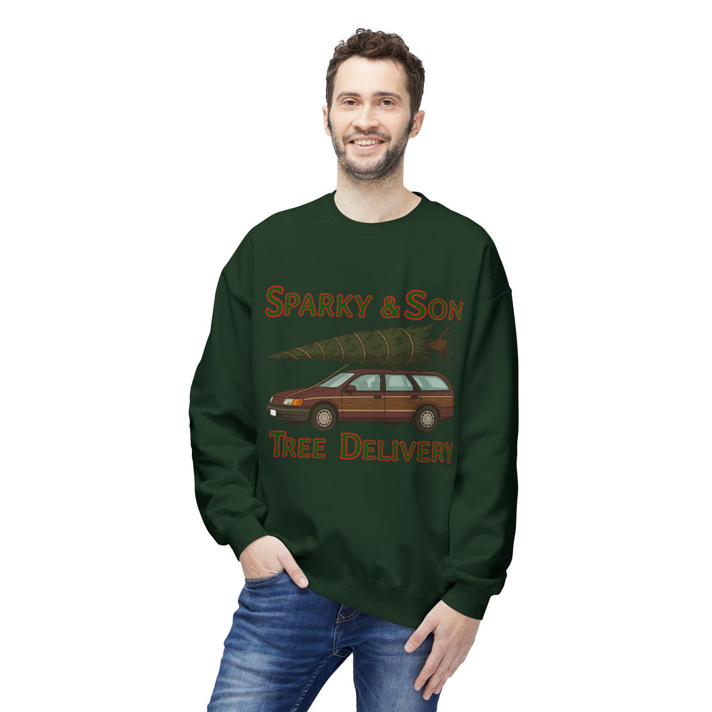 🎄 Sparky & Son Tree Delivery Christmas Sweatshirt – Inspired by a Classic Holiday Comedy