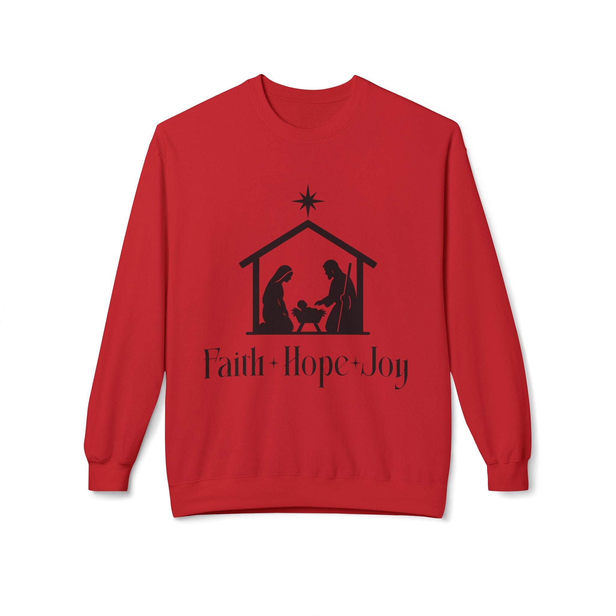 Faith • Hope • Joy Nativity Christmas Sweatshirt – Minimalist Holy Family Design