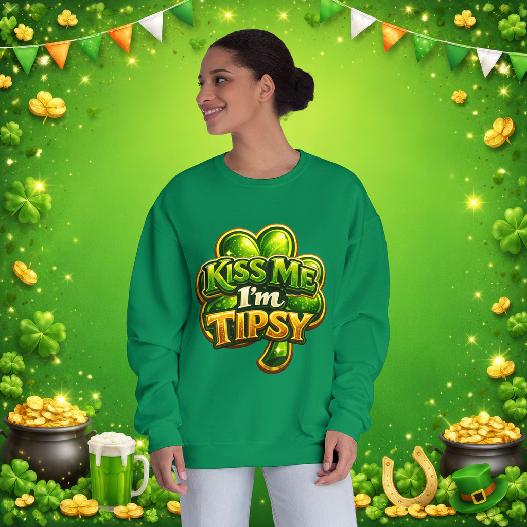 Kiss Me I’m Tipsy St. Patrick’s Day Sweatshirt – Funny Irish Drinking Pullover