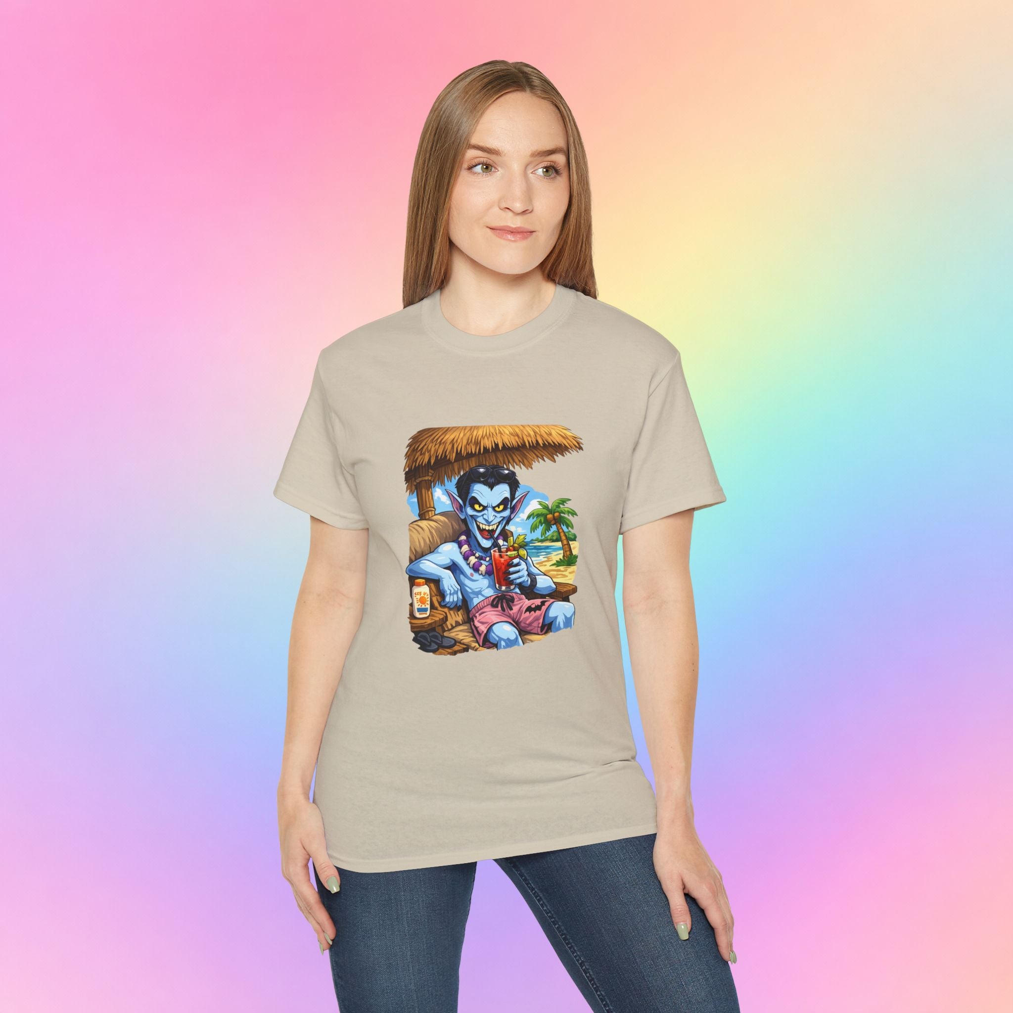 Summerween Vampire Beach Vacation T-Shirt | Spooky Summer Halloween Tee
