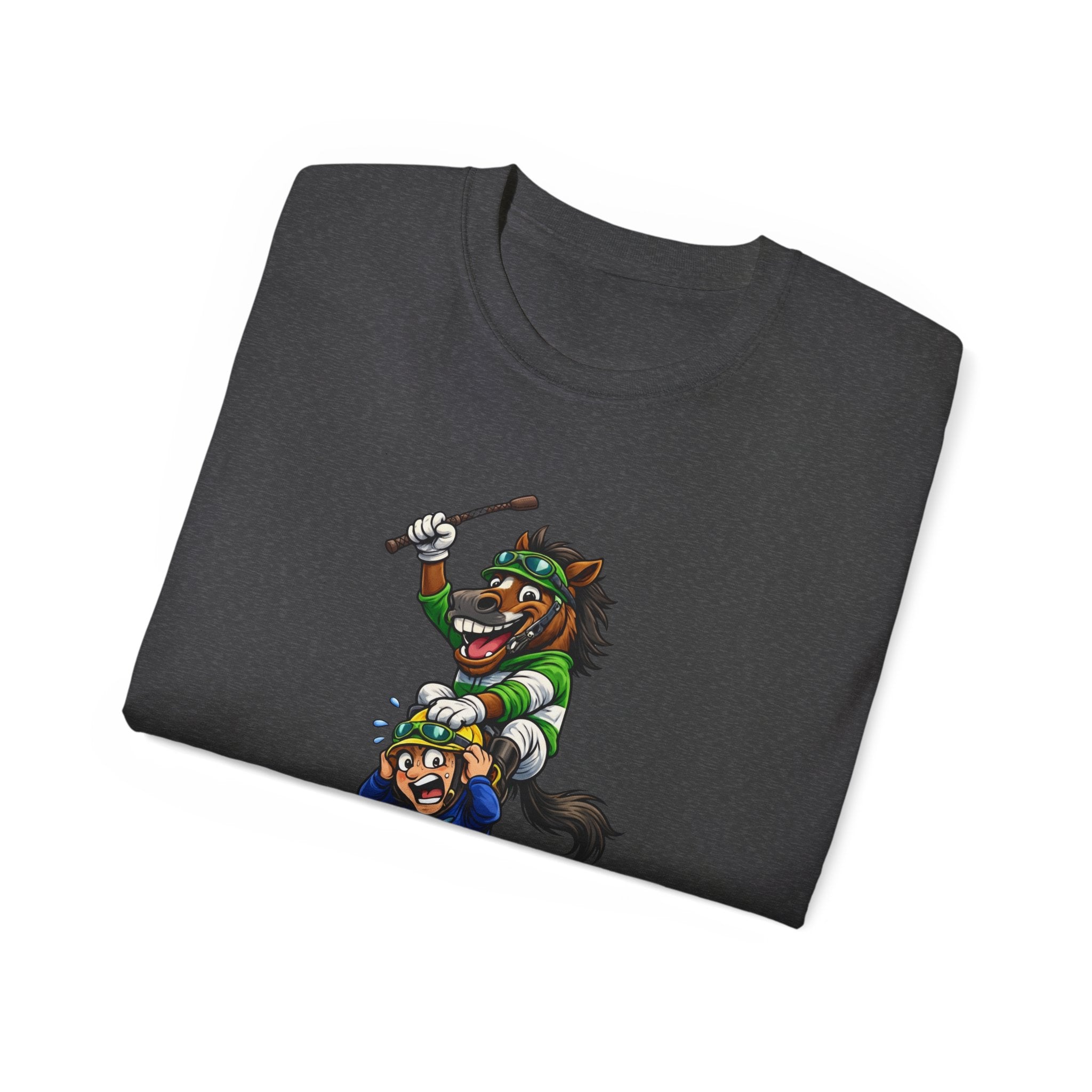 Funny Derby Horse & Jockey T-Shirt | Playful Horse Racing Graphic Tee