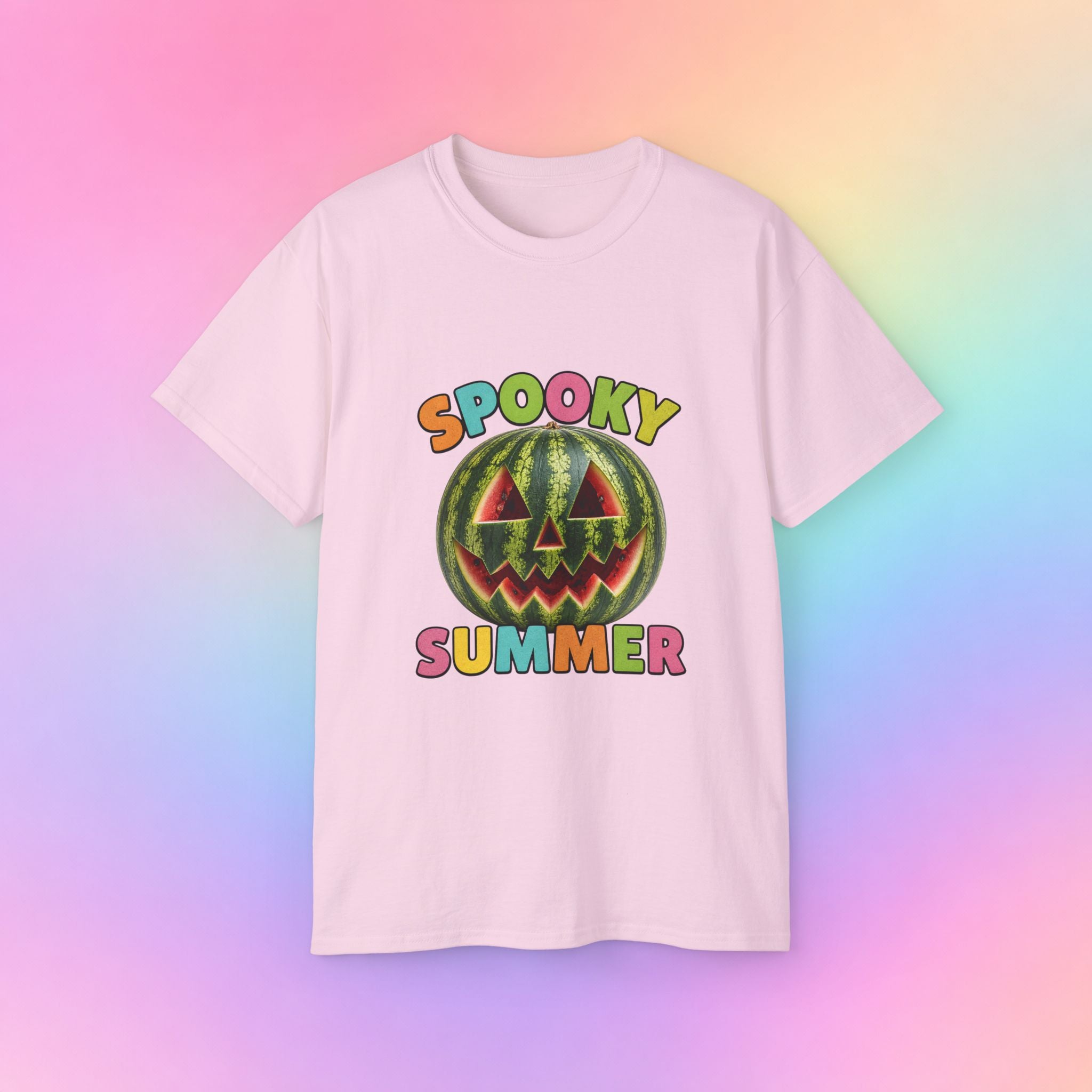 Spooky Summer Watermelon Jack-O’-Lantern T-Shirt | Summerween Halloween Shirt