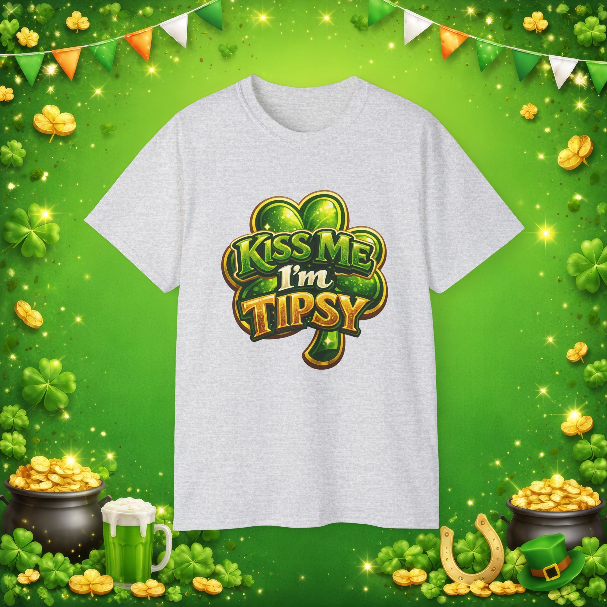 Kiss Me I’m Tipsy St. Patrick’s Day T-Shirt – Funny Irish Drinking Shirt
