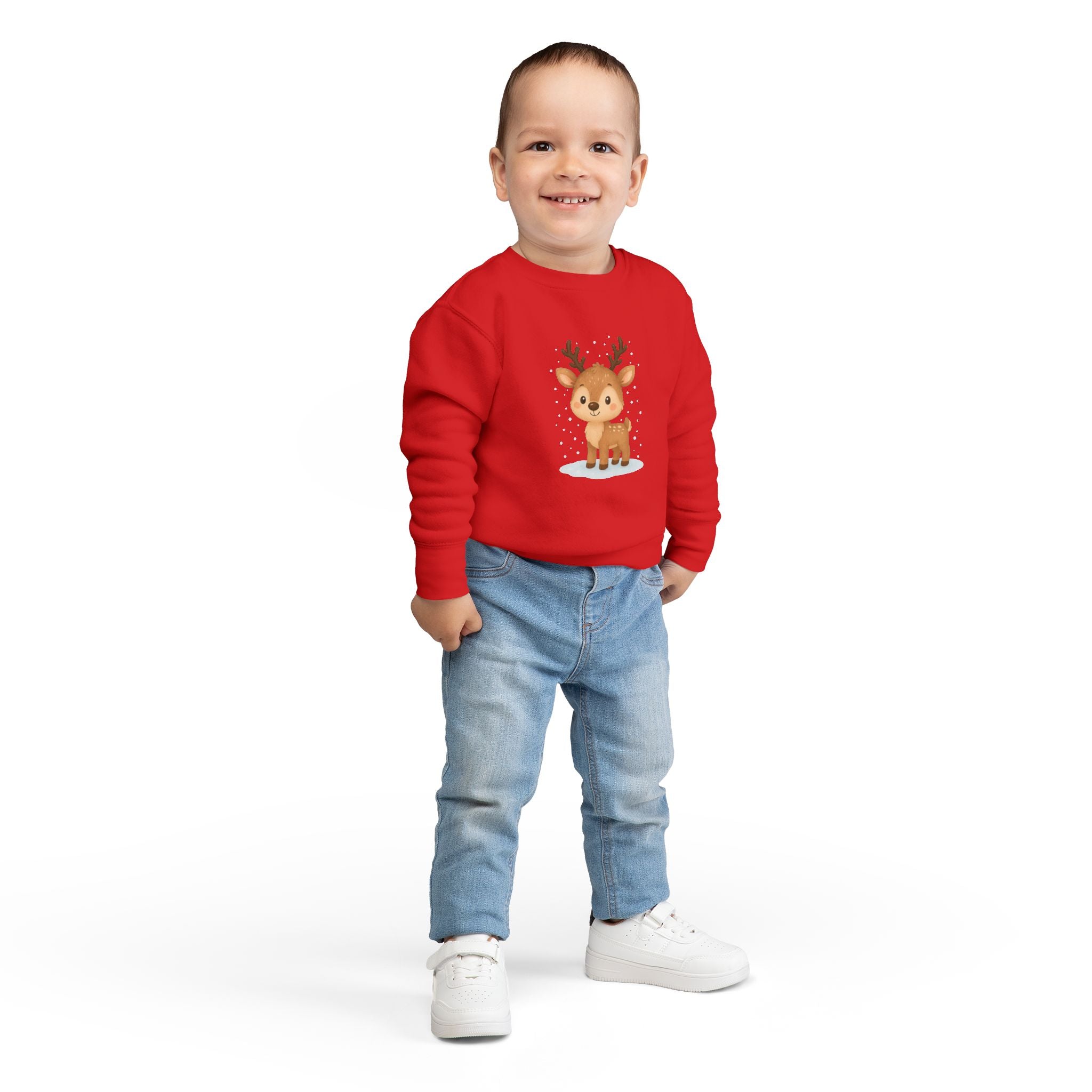 Cute Reindeer Toddler Christmas Sweatshirt – Cozy Holiday Pullover for Kids