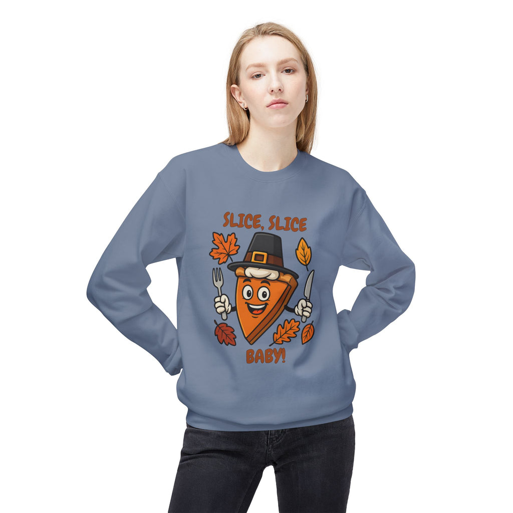 Pumpkin Pie Pilgrim Slice Cartoon | Fun Thanksgiving Sweatshirt