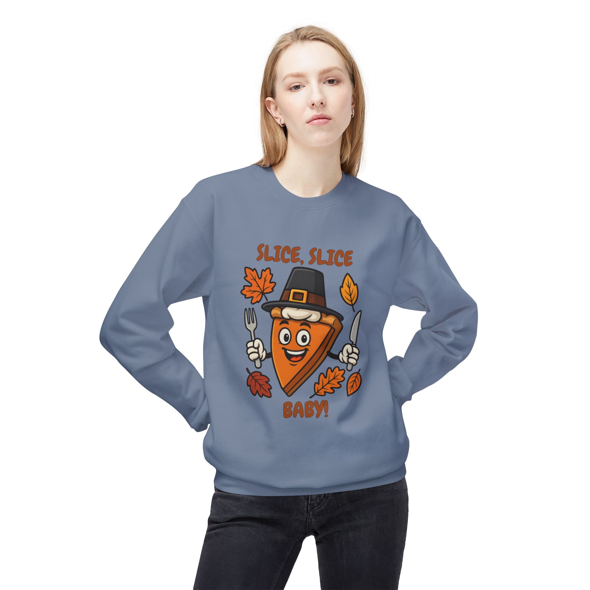 Pumpkin Pie Pilgrim Slice Cartoon | Fun Thanksgiving Sweatshirt