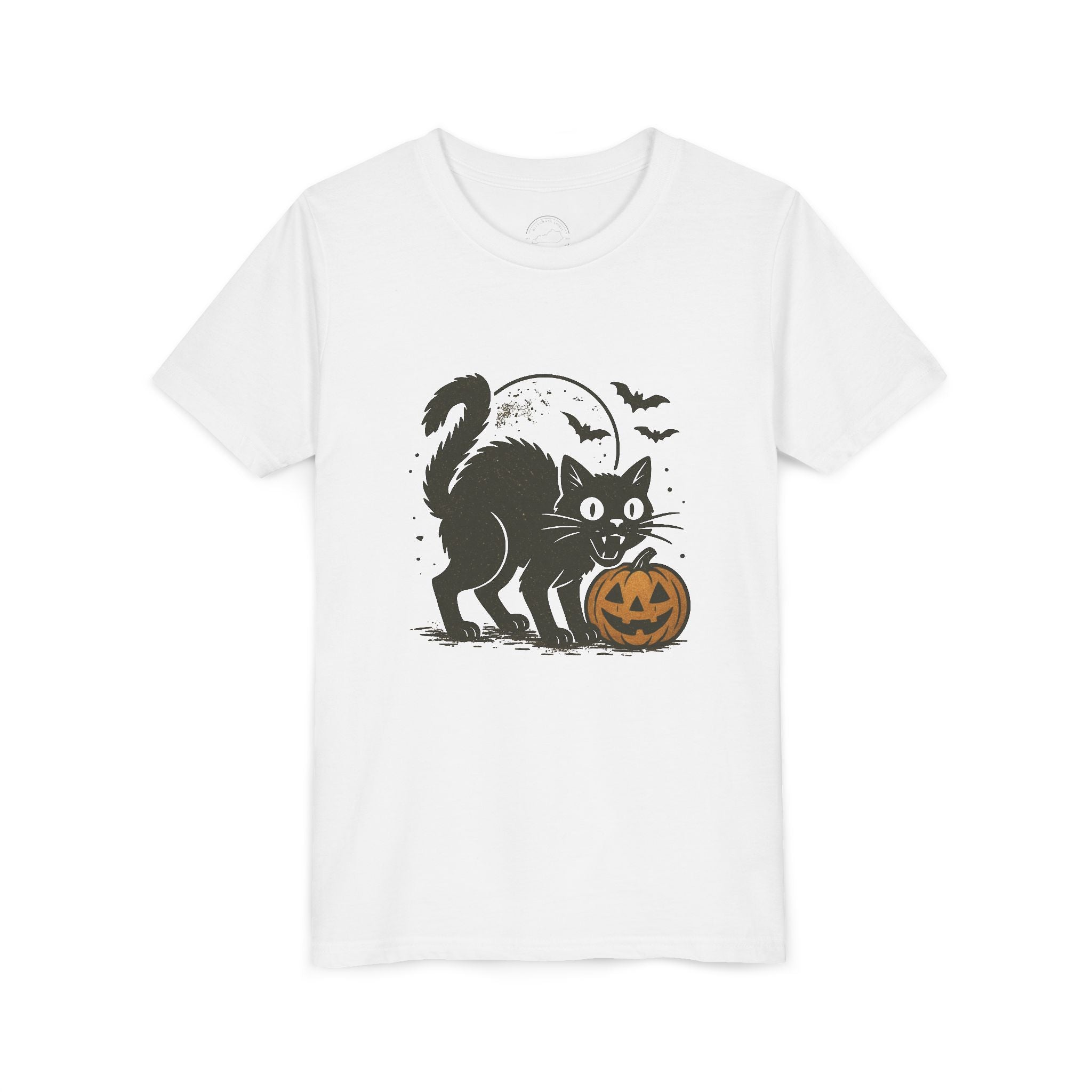Spooky Black Cat & Jack-O’-Lantern Kids Halloween T-Shirt