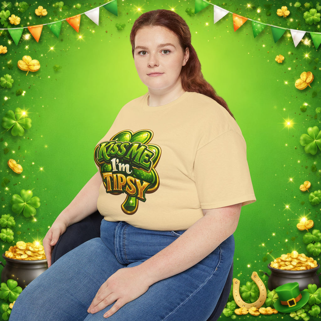 Kiss Me I’m Tipsy St. Patrick’s Day T-Shirt – Funny Irish Drinking Shirt