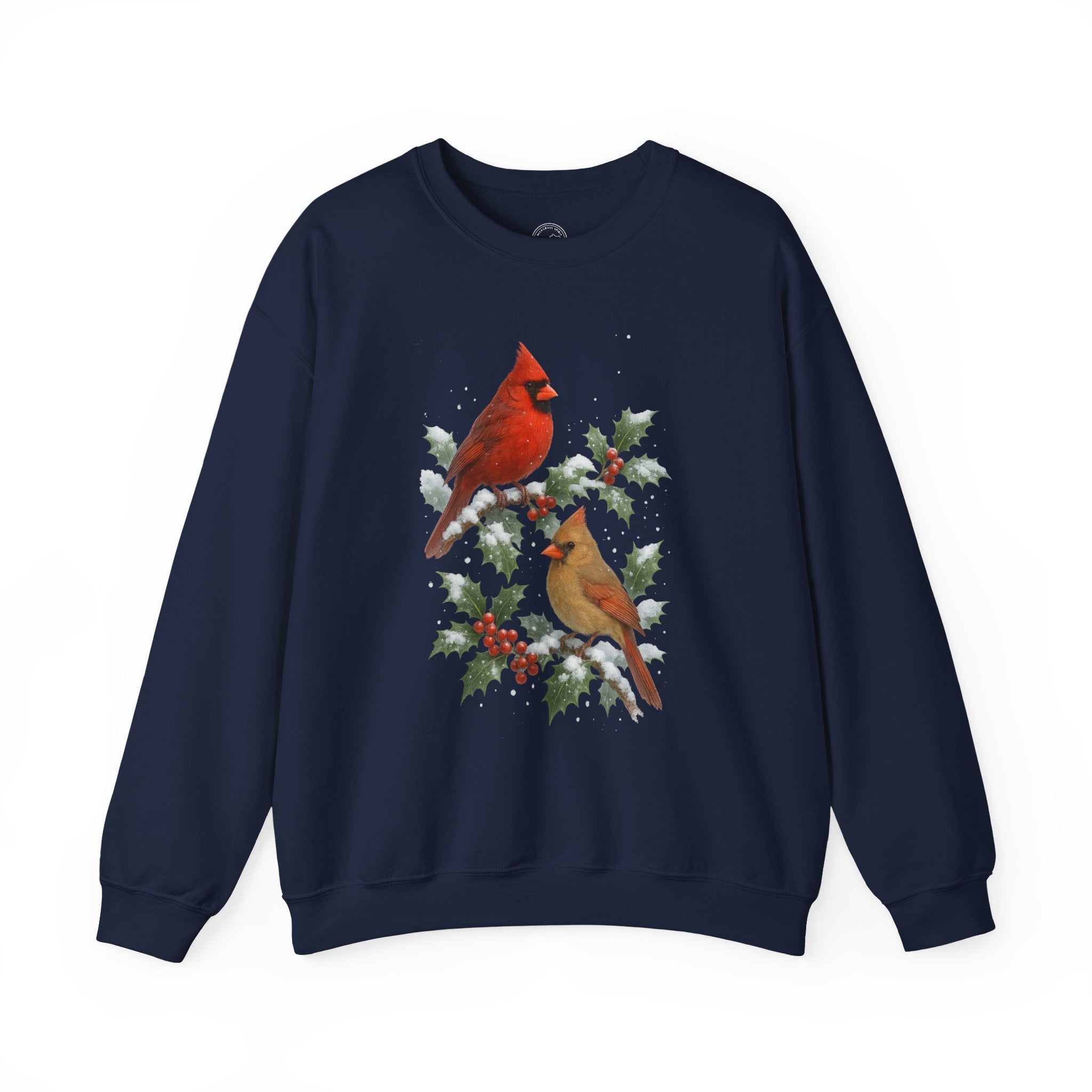 Winter Cardinals Christmas Sweatshirt – Cozy Holiday Birds on Holly Branches