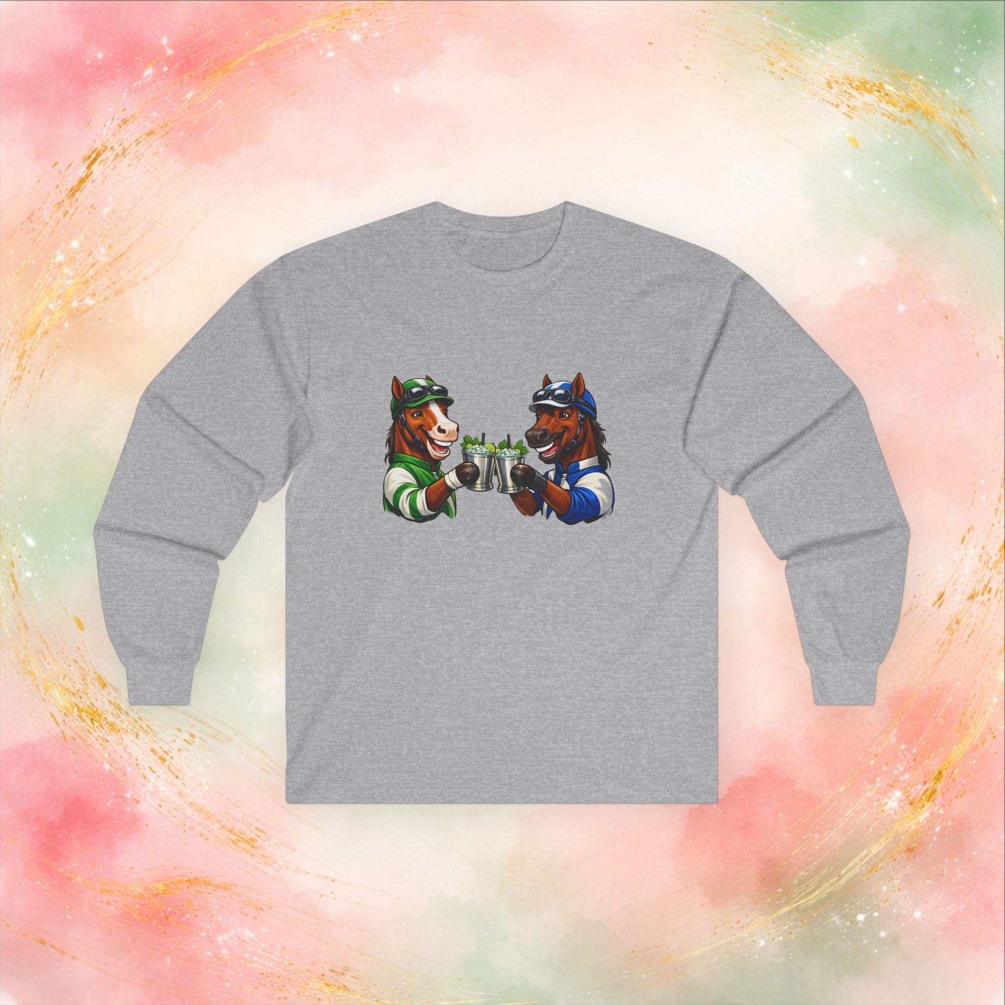 Race Day Cheers: Funny Jockey Horses & Mint Juleps Long Sleeve T-Shirt