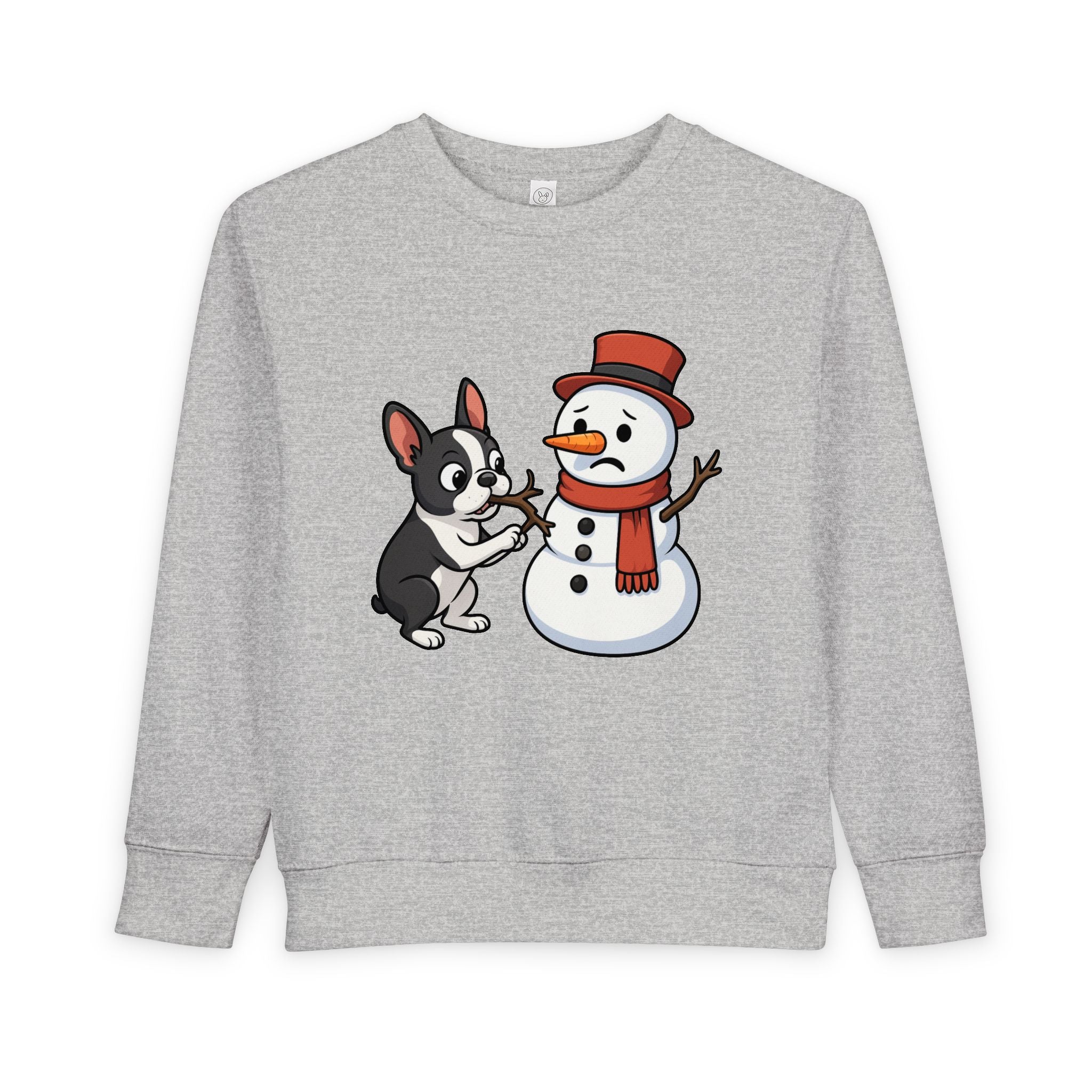 Boston Terrier & Snowman Christmas Toddler Sweatshirt
