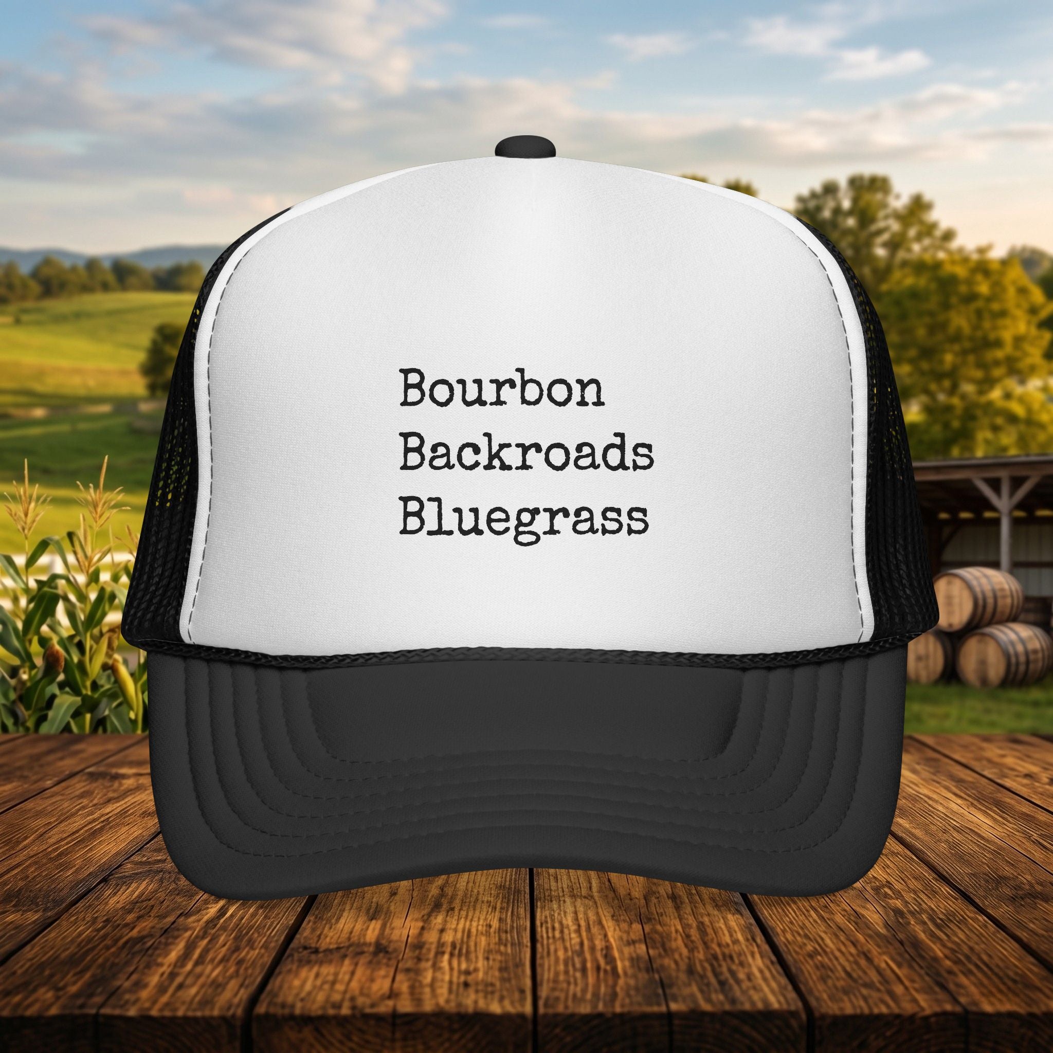 Bourbon Backroads Bluegrass Kentucky Trucker Hat | Southern Country Cap