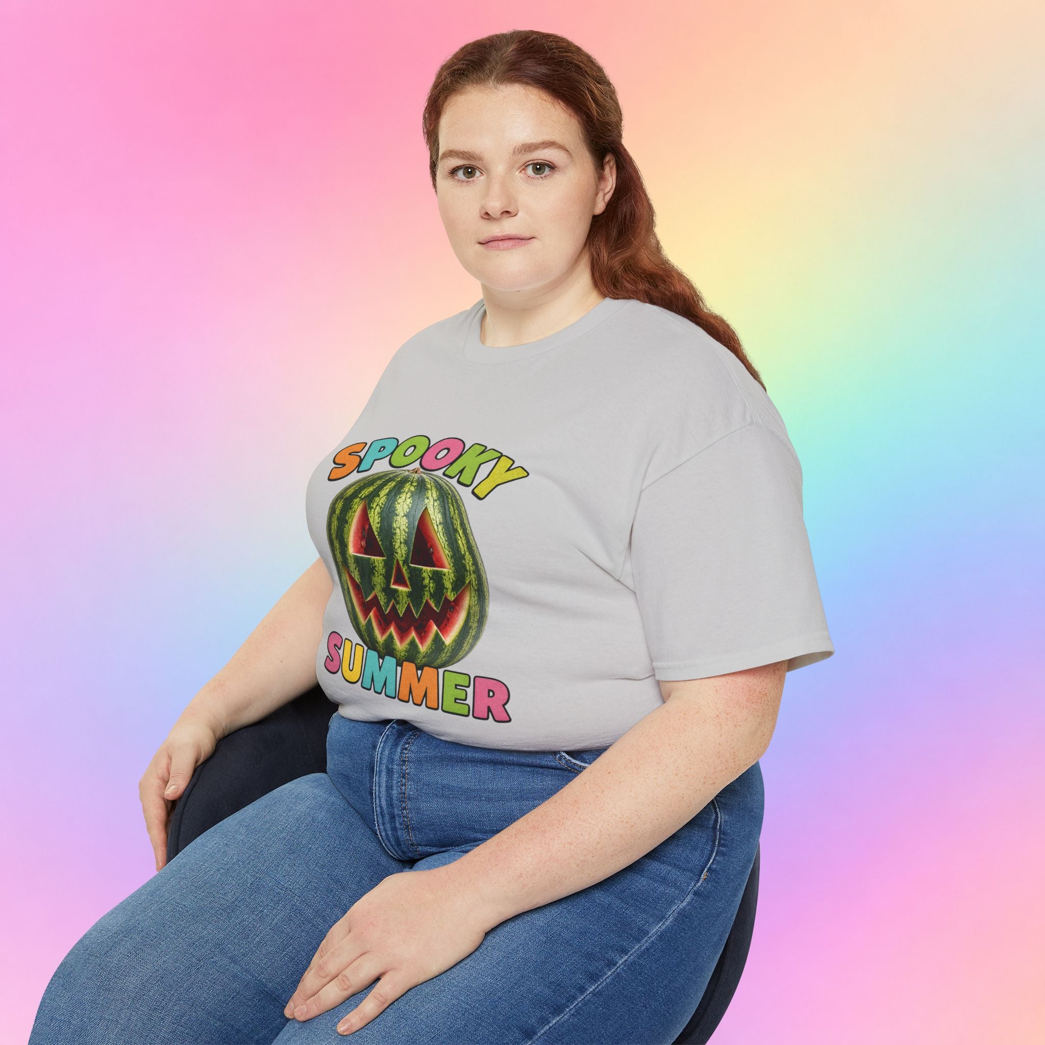 Spooky Summer Watermelon Jack-O’-Lantern T-Shirt | Summerween Halloween Shirt