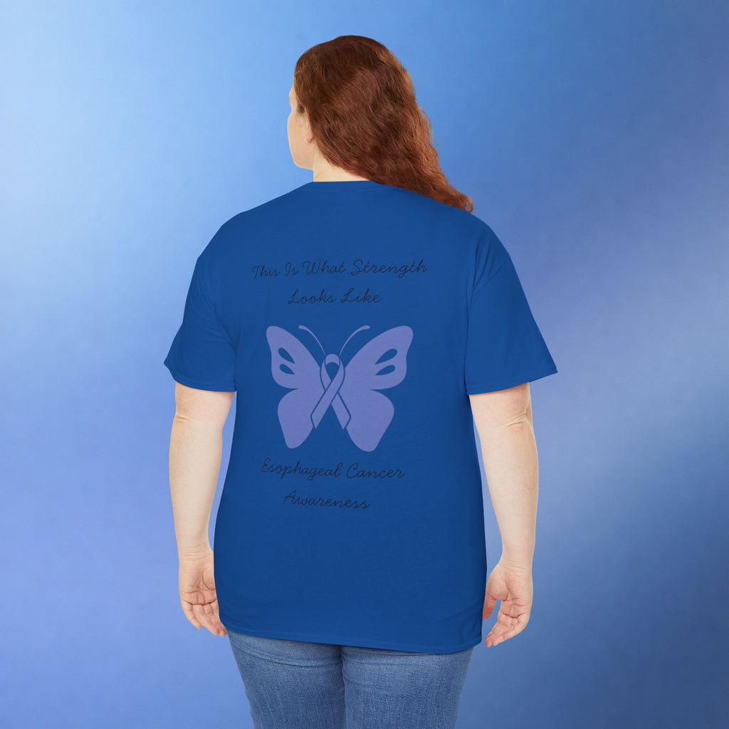 Esophageal Cancer Awareness T-Shirt | This Is What Strength Looks Like Butterfly Ribbon Tee