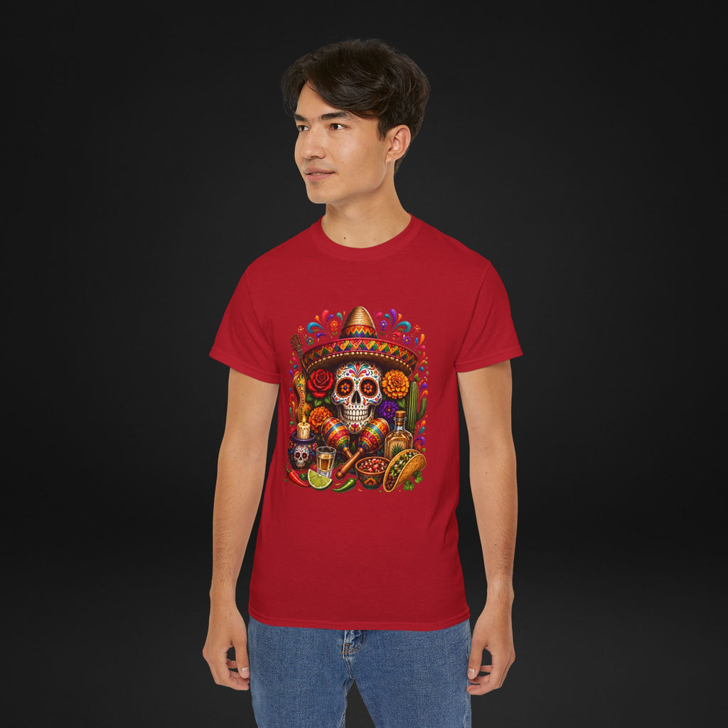 Cinco de Mayo Sugar Skull T-Shirt – Fiesta Sombrero Taco & Tequila Graphic Tee