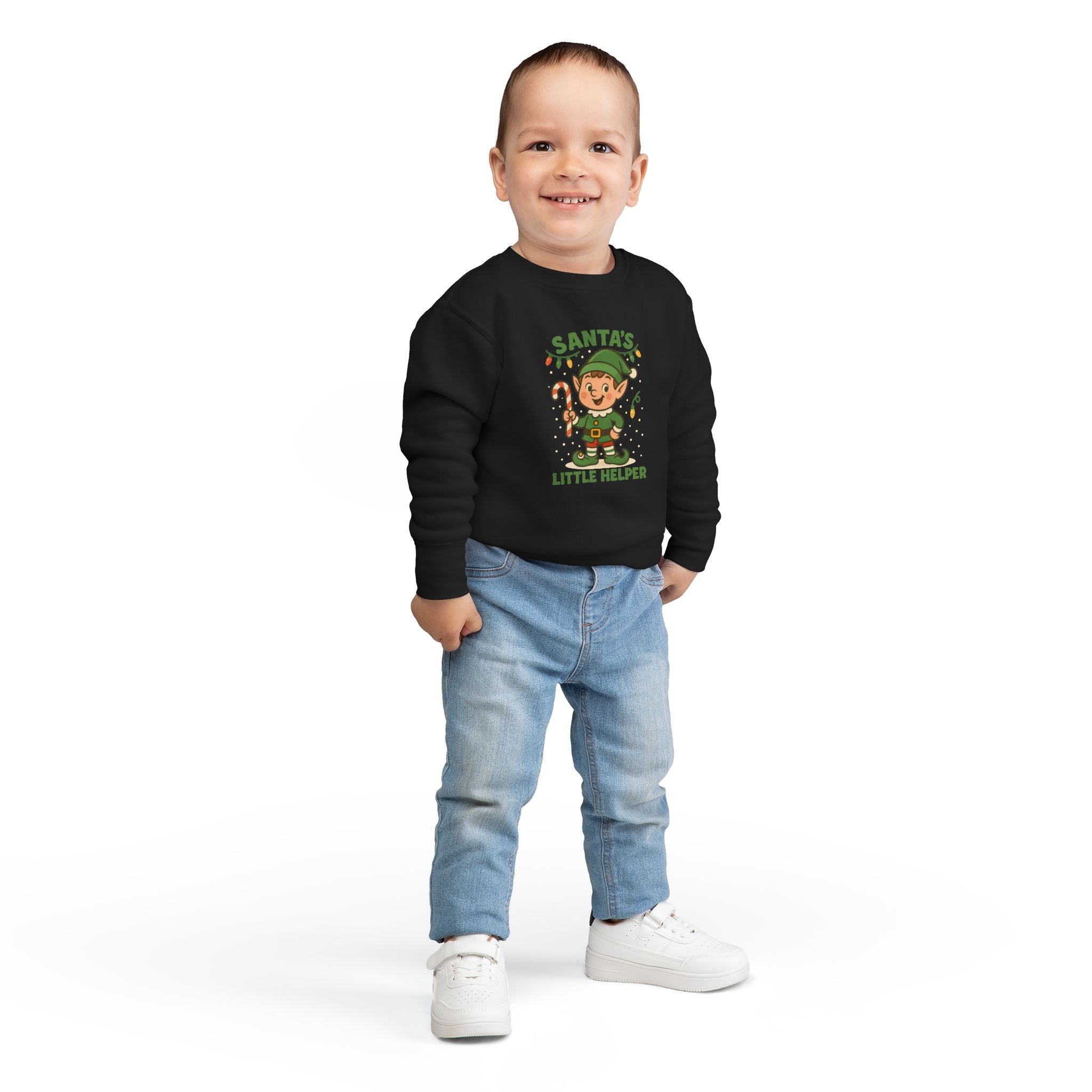 Santa’s Little Helper Toddler Christmas Sweatshirt – Cute Elf Holiday Pullover