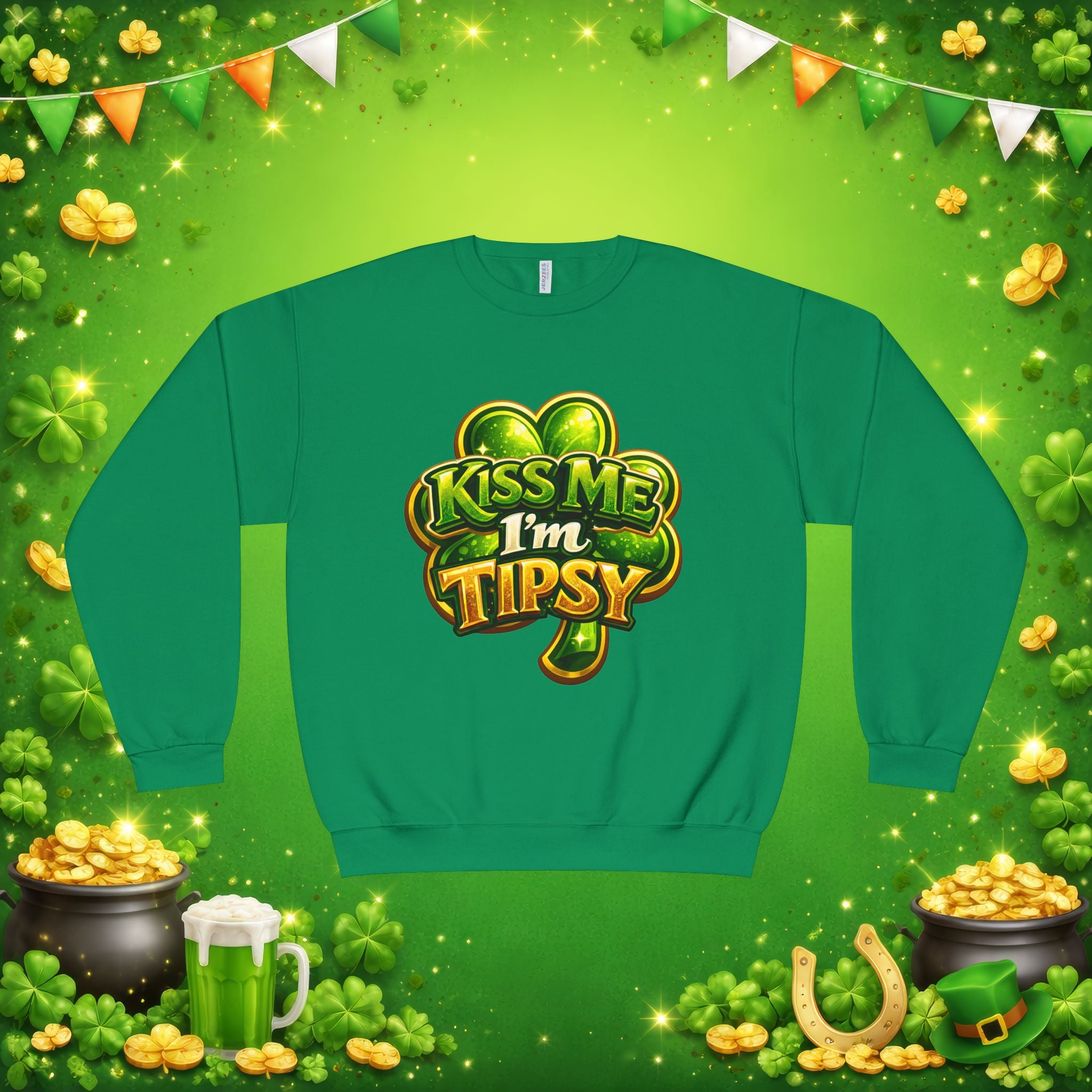 Kiss Me I’m Tipsy St. Patrick’s Day Sweatshirt – Funny Irish Drinking Pullover