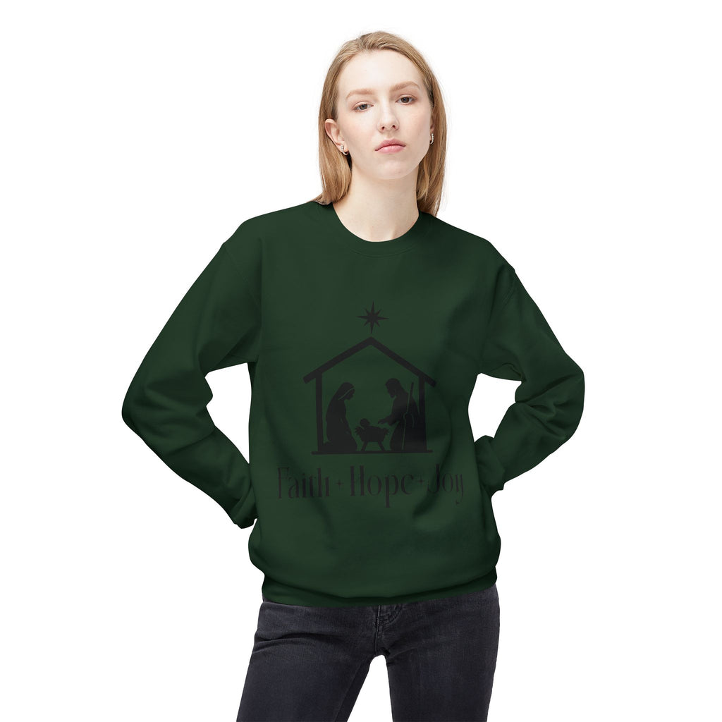 Faith • Hope • Joy Nativity Christmas Sweatshirt – Minimalist Holy Family Design
