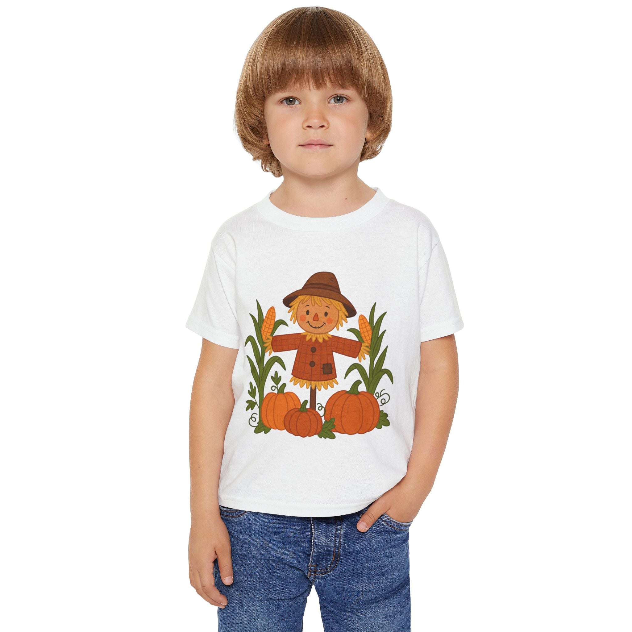 Cute Scarecrow & Pumpkins Fall Toddler T-Shirt