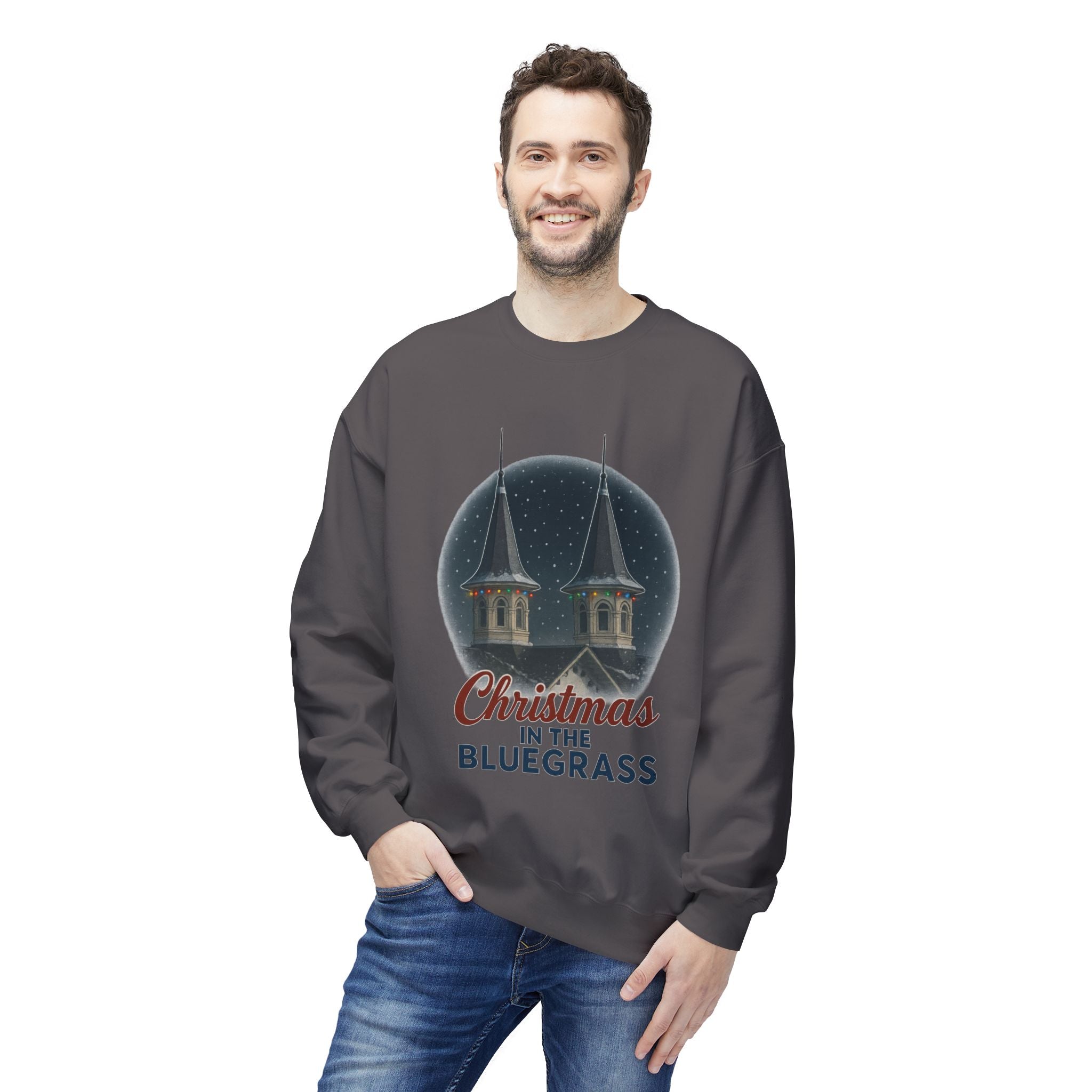 🎄 Christmas in the Bluegrass Sweatshirt – Churchill Downs Twin Spires Holiday Design