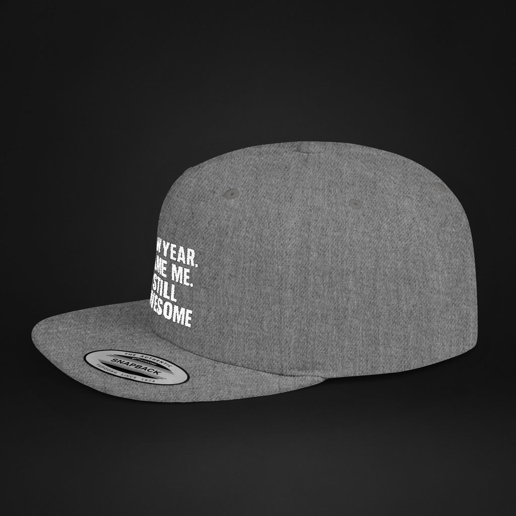 New Year Same Me Still Awesome Embroidered Snapback Hat – Funny New Year Statement Cap, Unisex Flat Bill Hat