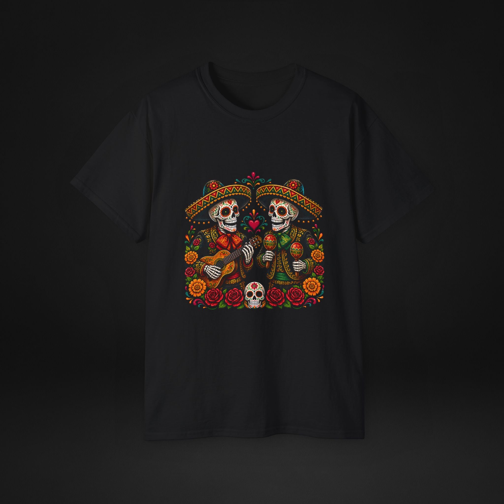 Cinco De Mayo Sugar Skull Mariachi T-Shirt | Dia de los Muertos Inspired Fiesta Tee