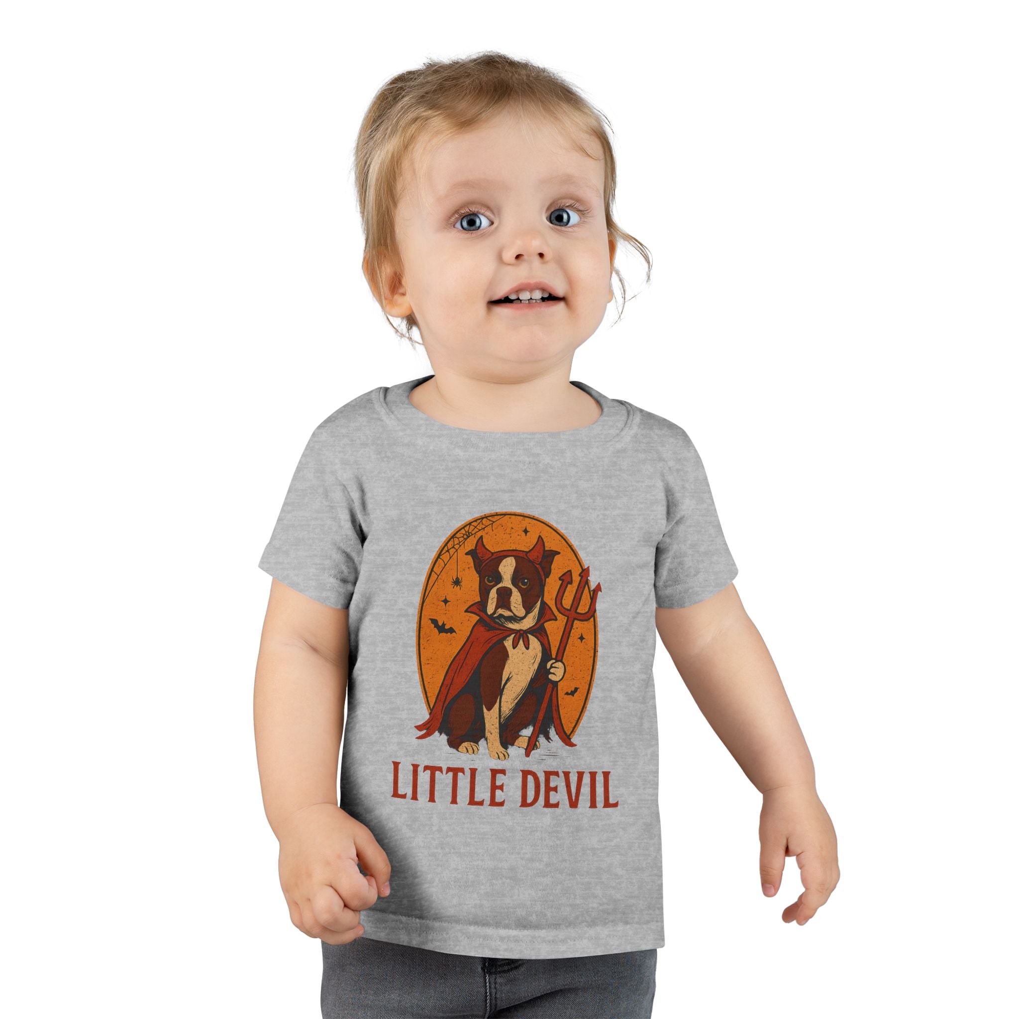 Little Devil Boston Terrier Toddler Halloween Shirt