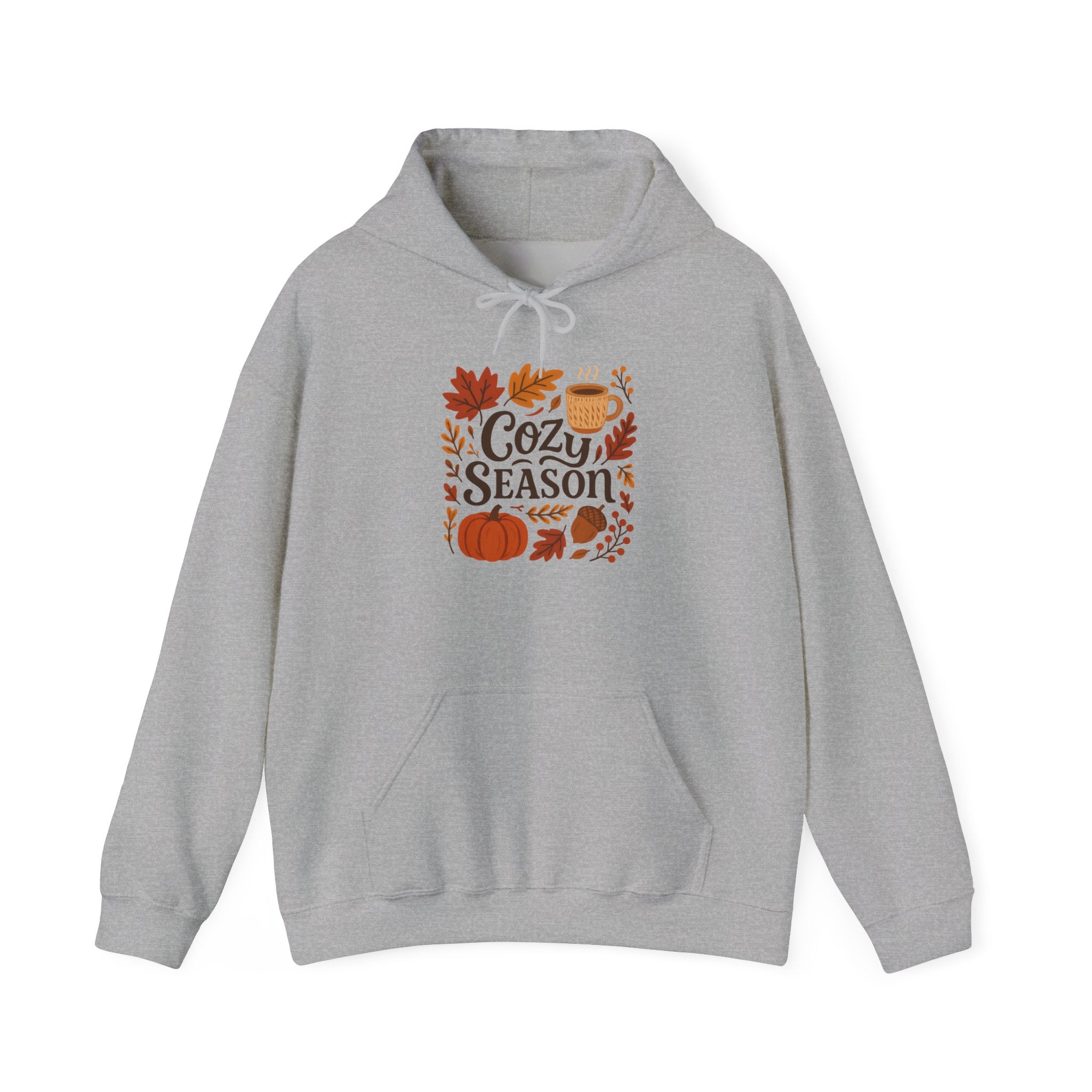 Cozy Season Autumn Hoodie – Fall Pumpkin & Coffee Sweatshirt