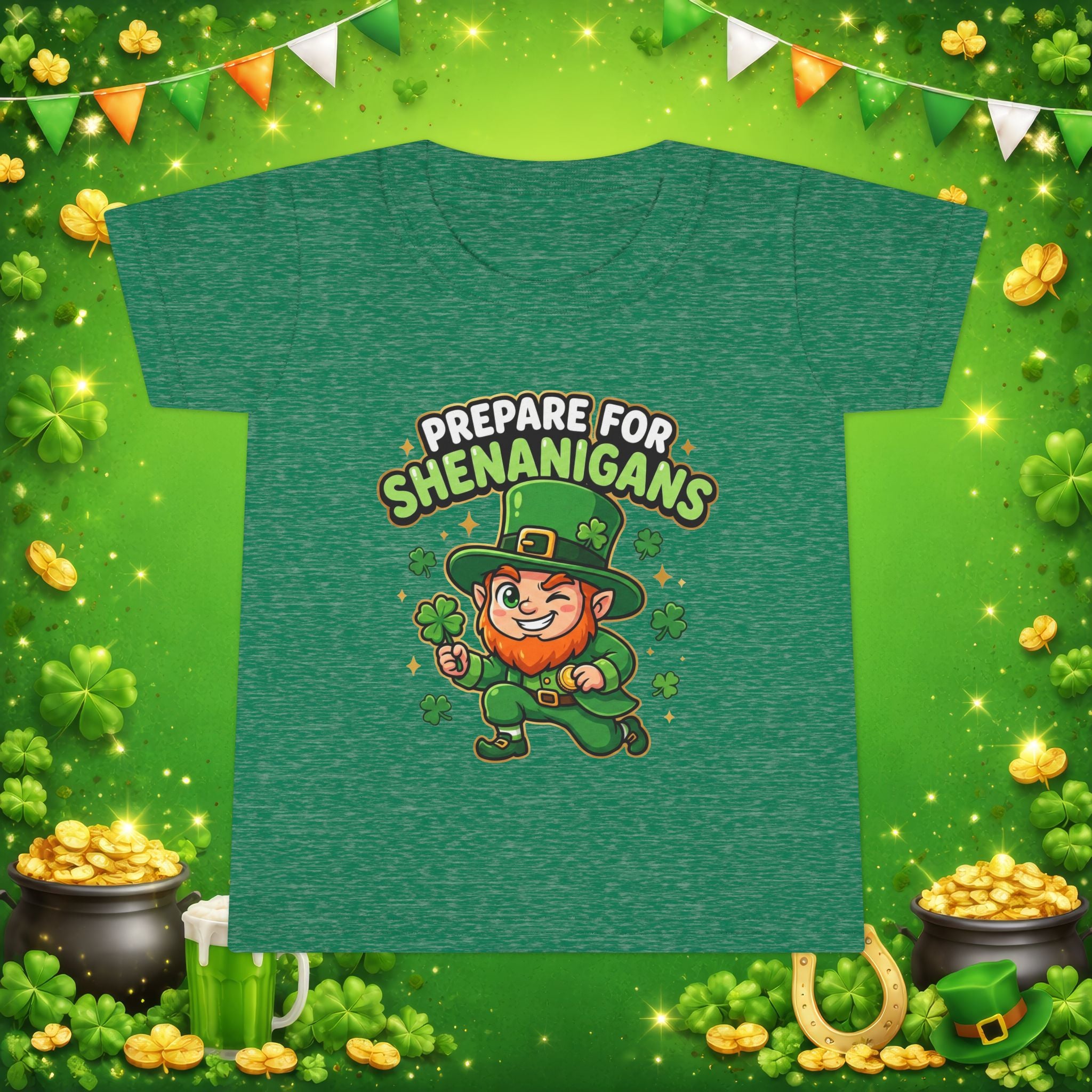 Prepare For Shenanigans Toddler T-Shirt – Funny St. Patrick’s Day Leprechaun Shirt for Kids